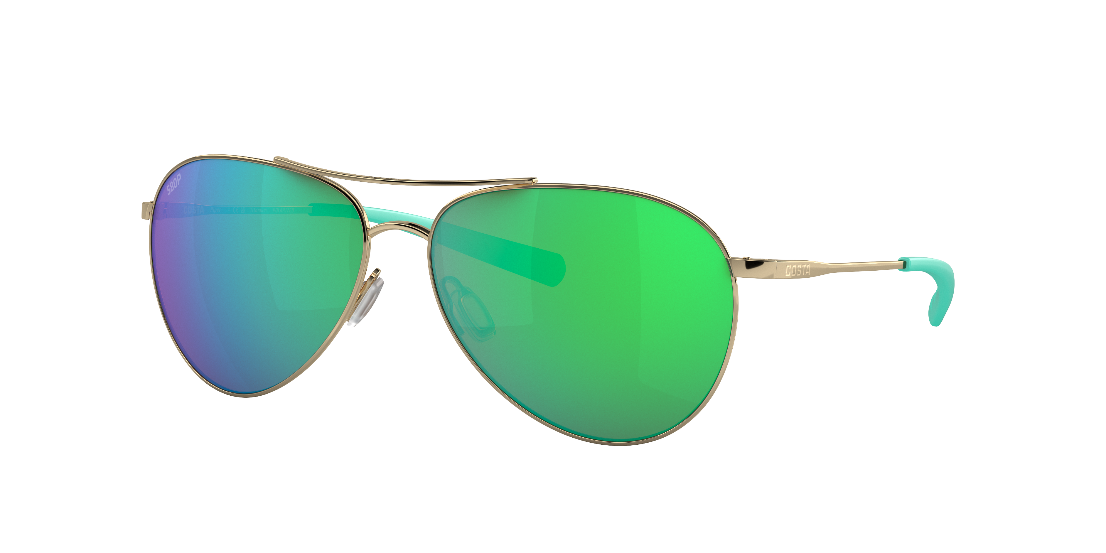 Costa Woman Sunglass Piper -  Frame color: Shiny Gold, Lens color: Green Mirror