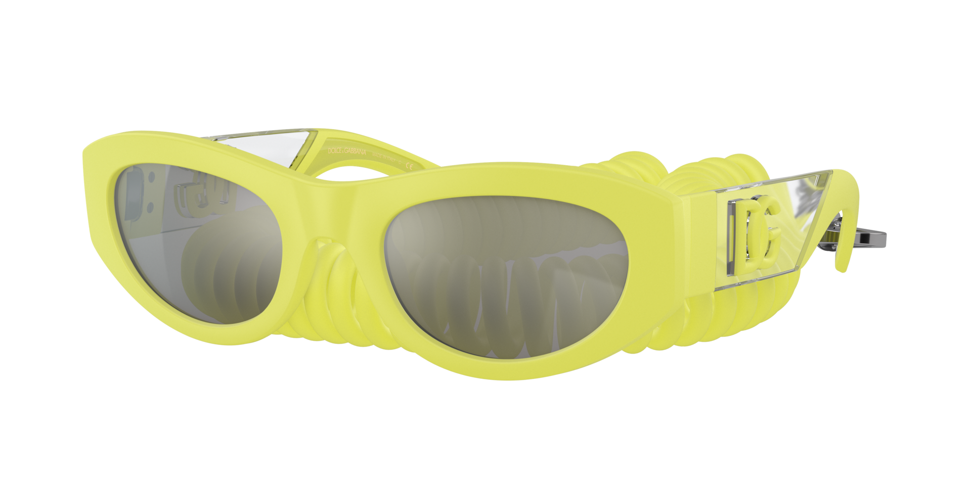Dolce&Gabbana Mann Sunglass DG6174 - Rahmenfarbe: Gelb Gummi, Linsenfarbe: Hellgrau verspiegelt Silber