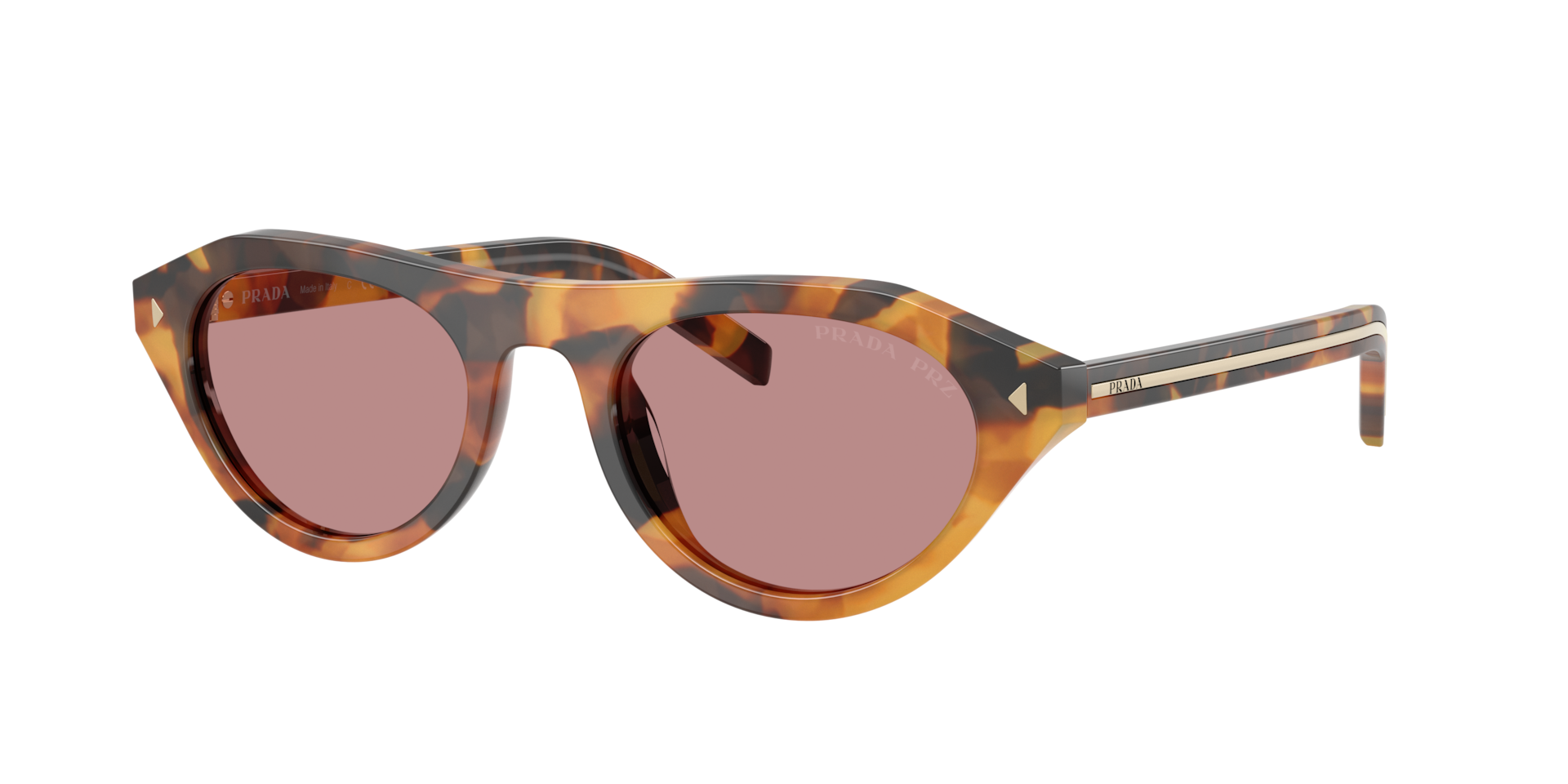 Prada Woman Sunglass PR B15S -  Frame color: Cinnamon Tortoise, Lens color: Dark Pink Polarised