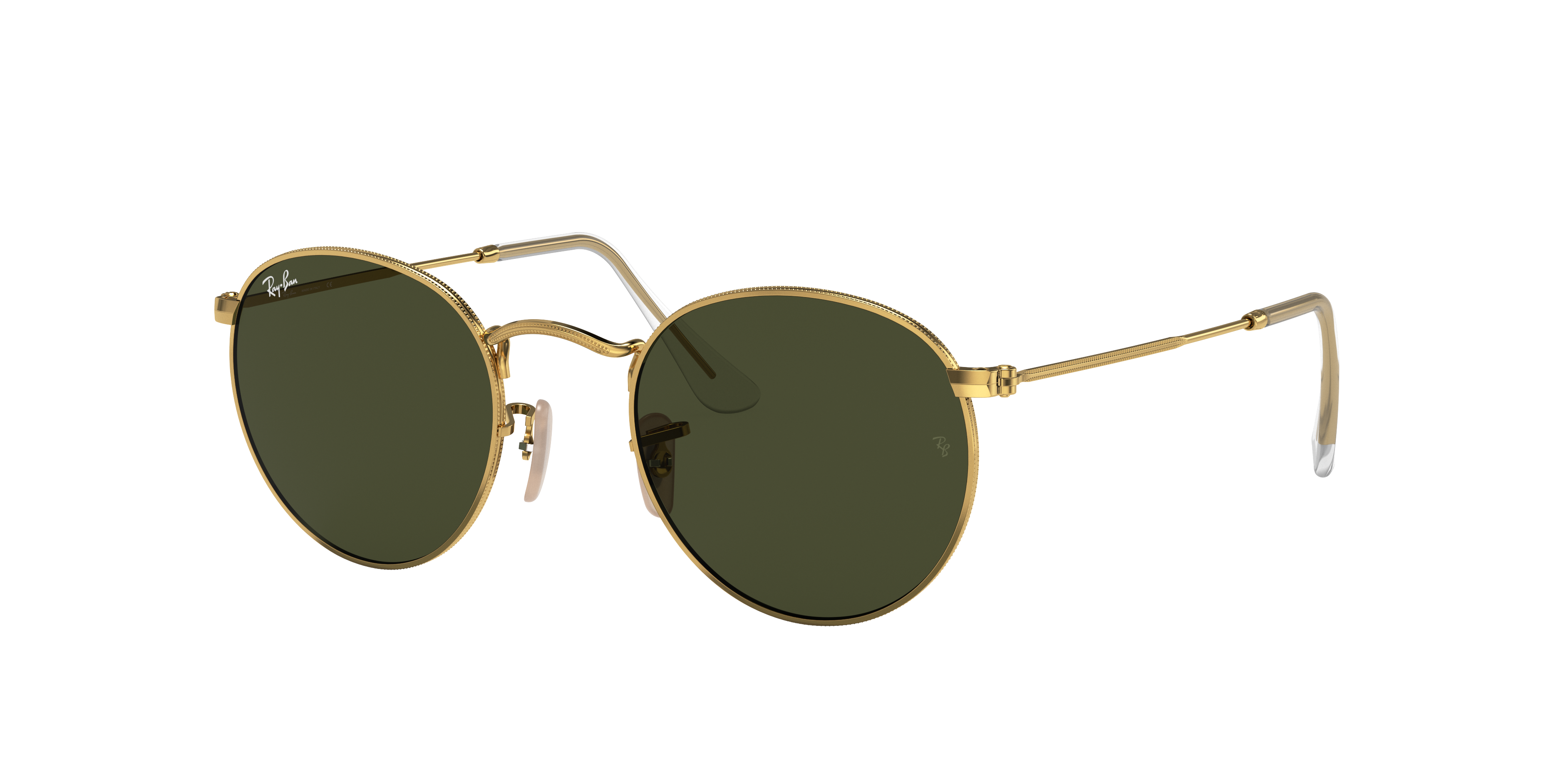 Ray-Ban Round l サングラス Ray-Ban Round Metal S (50 - 21) with Green lenses and Gold frame