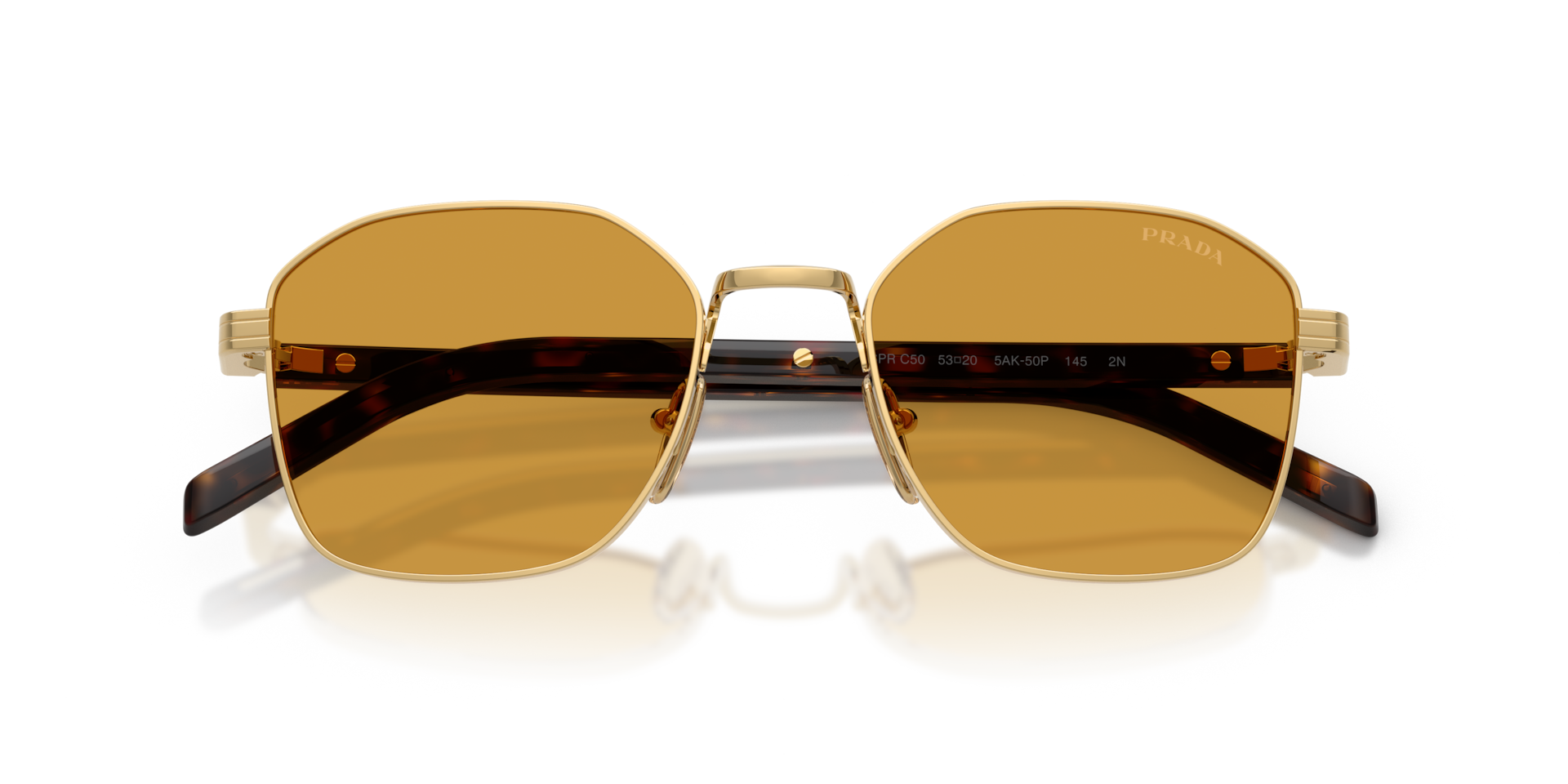 Prada PR C50S XS (51 - 20) with Brown lenses and Gold frame