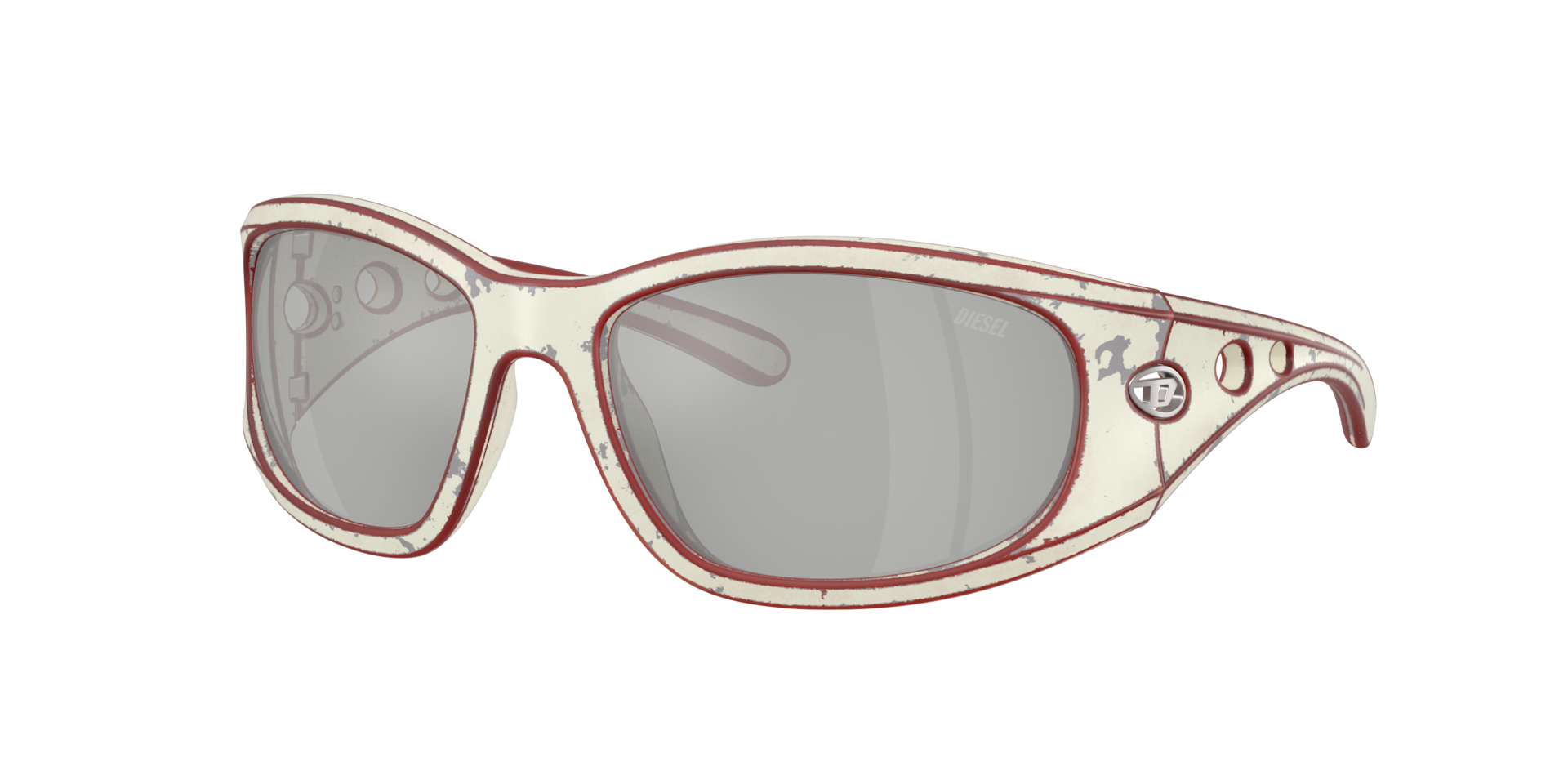 Diesel Unisex Sunglass DL3012U - Rahmenfarbe: White/Red, Linsenfarbe: Silber verspiegelt