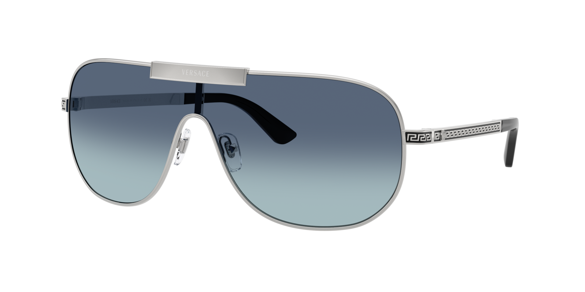 Versace Man Sunglass VE2293 - Frame color: Silver, Lens color: Light Blue Gradient Dark Blue