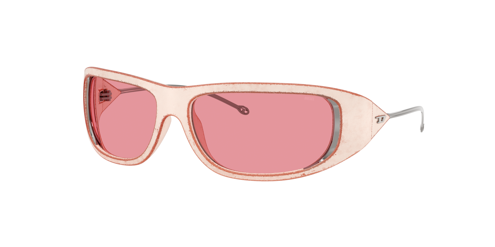 Diesel Unisex Sunglass DL3001 - Couleur du Monture Orange rouille beige Couleur de Lentille Argent effet miroir rose 100 €