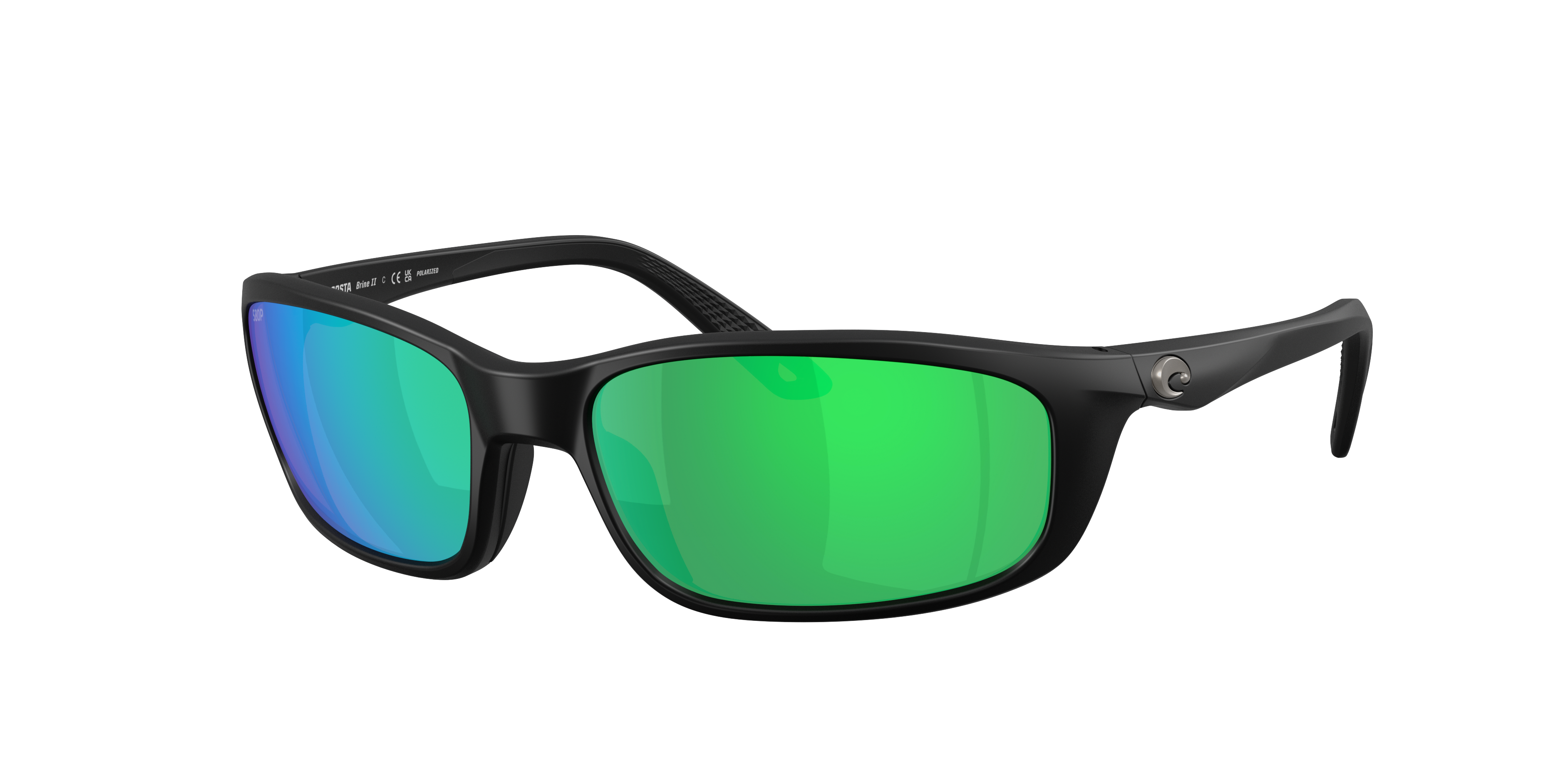 Costa Man Sunglass Brine II -  Frame color: Matte Black, Lens color: Green Mirror