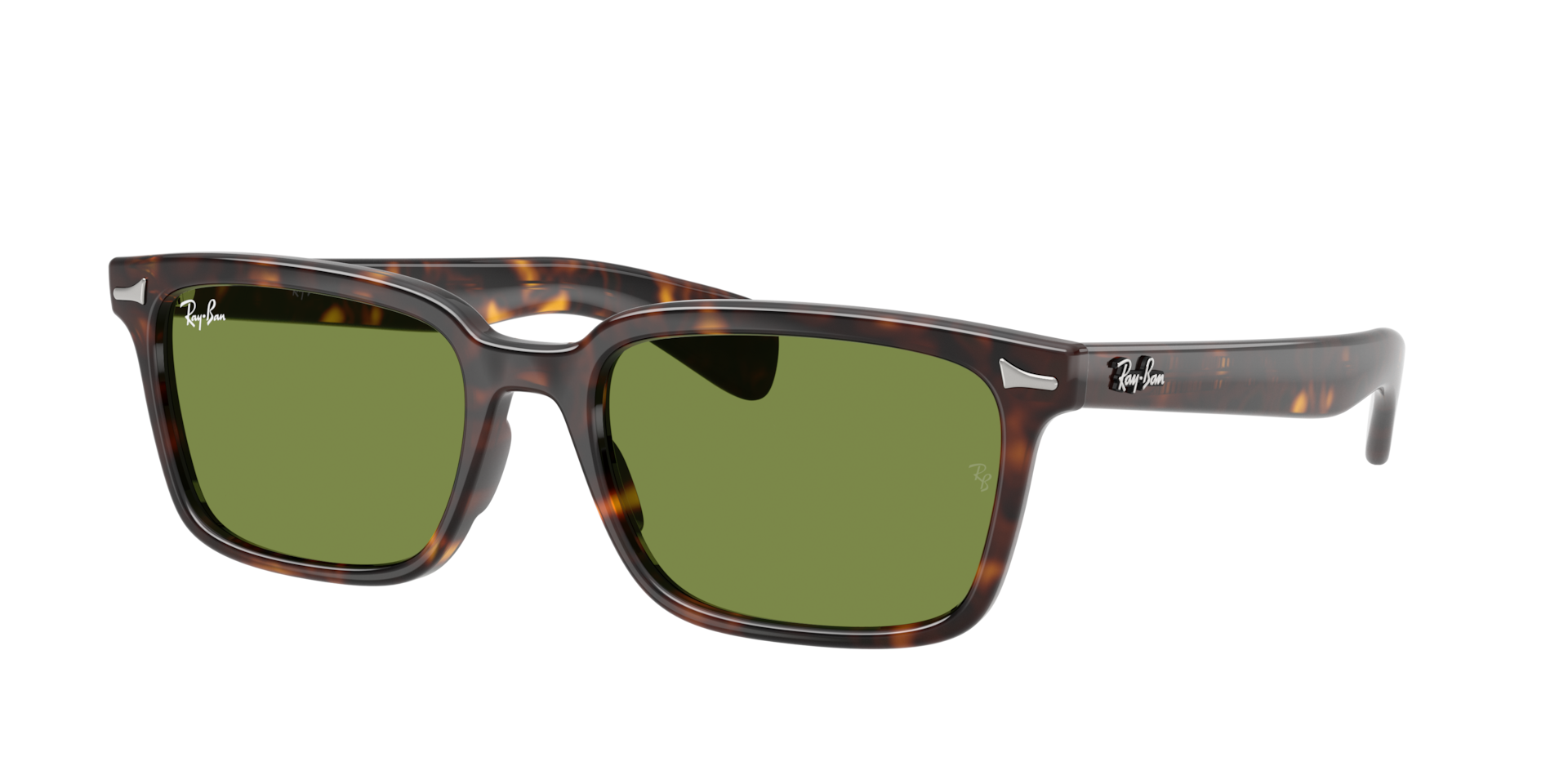 Ray-Ban Unisex Sunglass Brunel -  Framekleur: Havana, Lenskleur: Groen