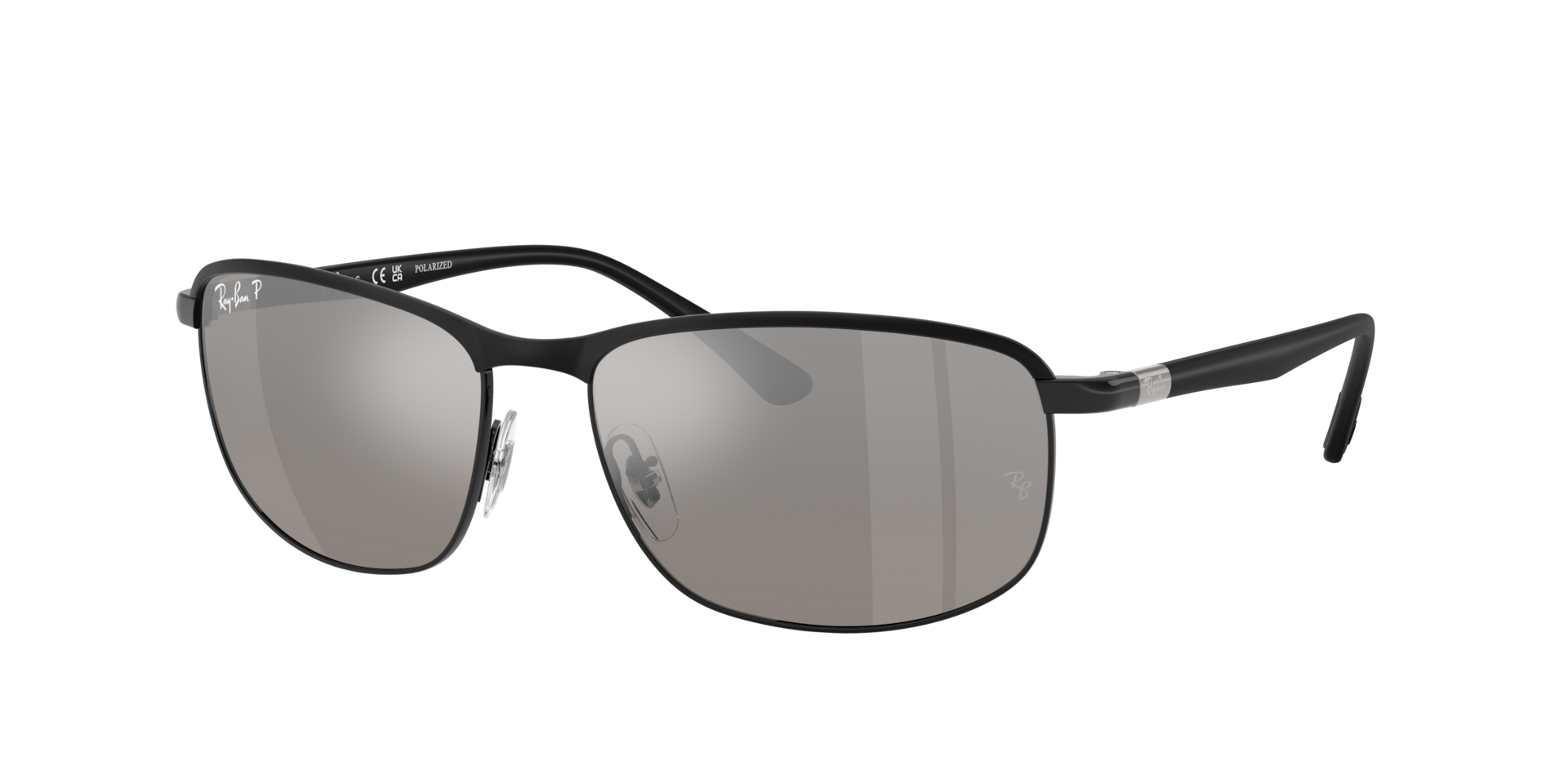 Ray-Ban Unisex Sunglass RB3671 Polarized+ Lenses -  Frame color: Black On Black, Lens color: Mirror Silver Polarised+