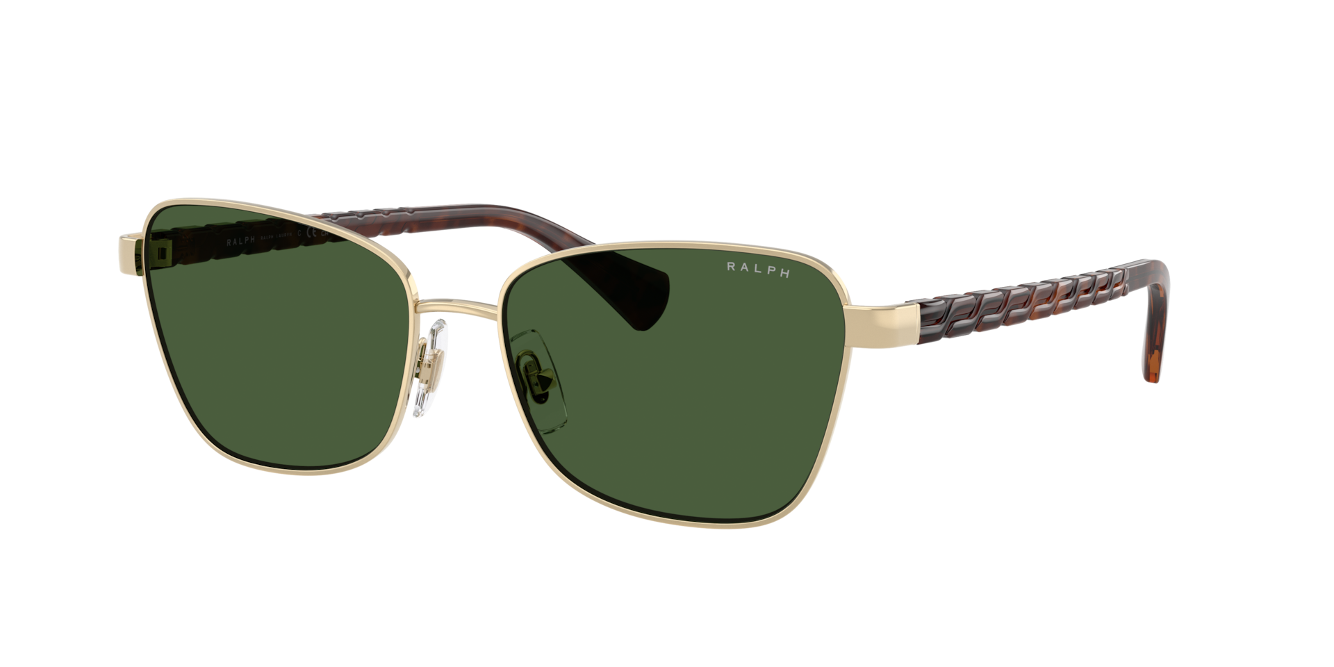 Ralph Woman Sunglass RA4149 Frame color Shiny Pale Gold Lens color Dark Green