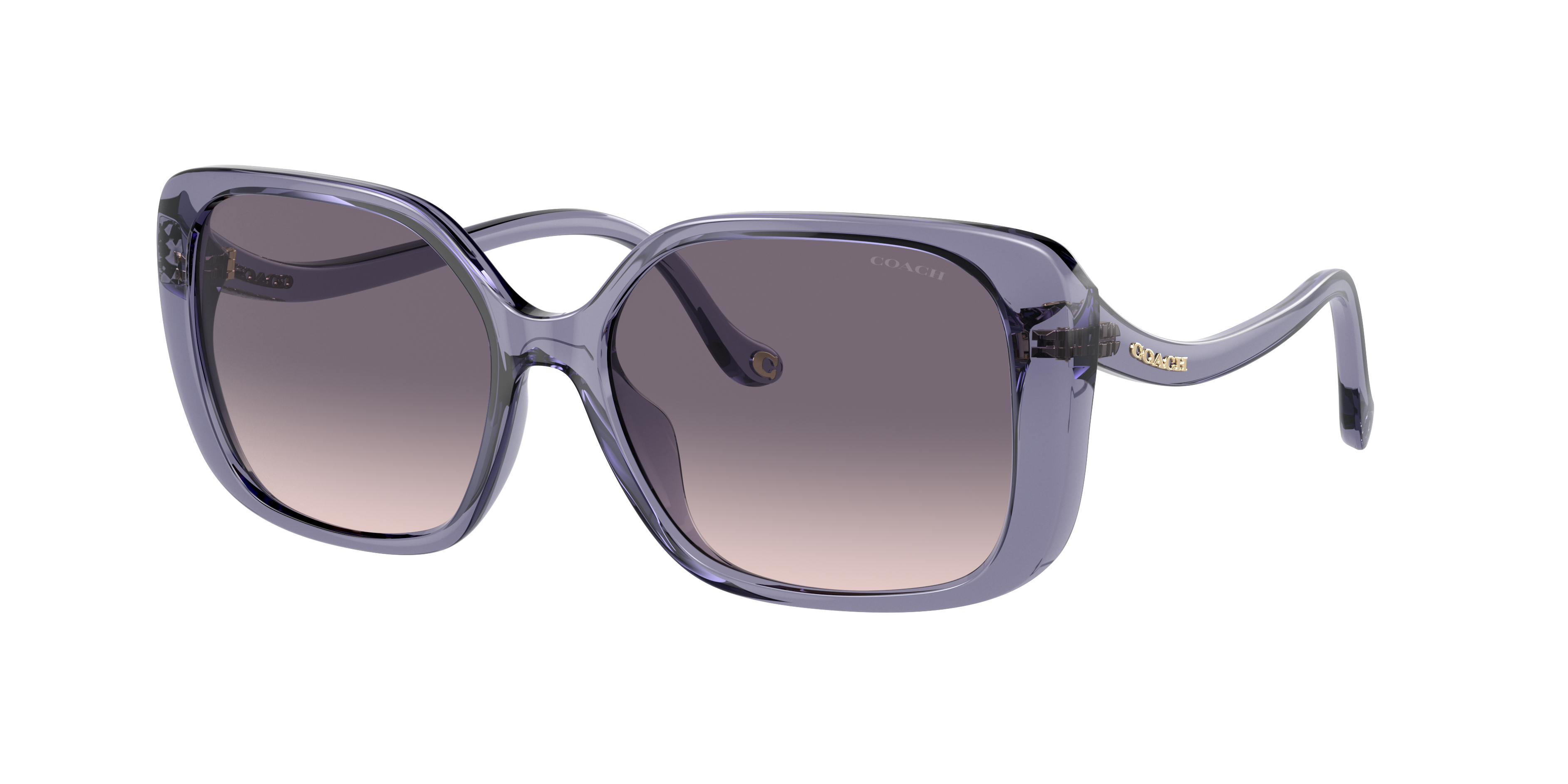 Coach Woman Sunglass HC8376U CL929 -  Frame color: Transparent Violet, Lens color: Purple Blue Pink Gradient