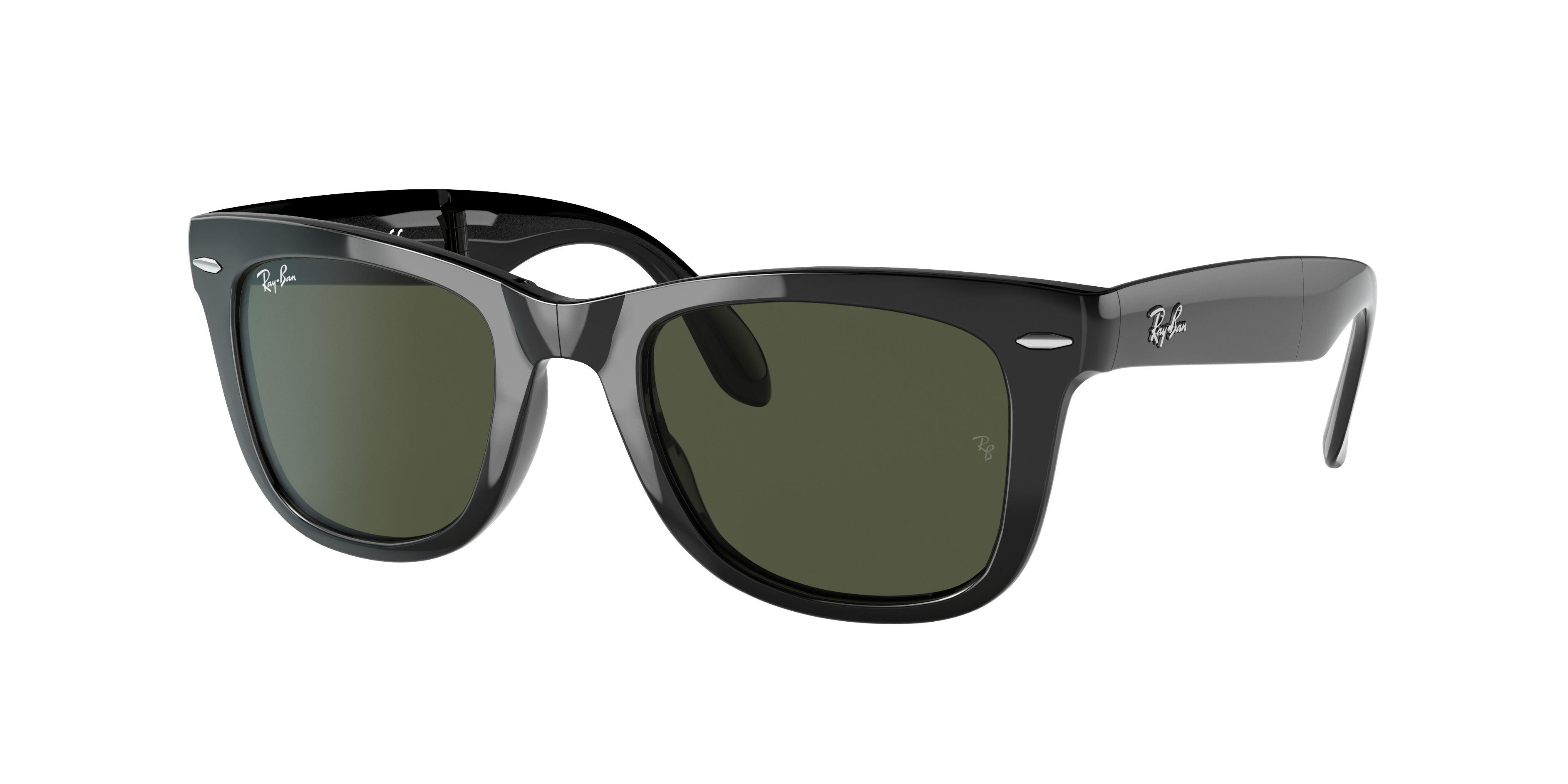 新品未使用◆Ray-Ban◆ WAYFARER FOLDING CLASSIC Ray-Ban Wayfarer Folding Classic XL (54 - 20) com Lentes Verde e