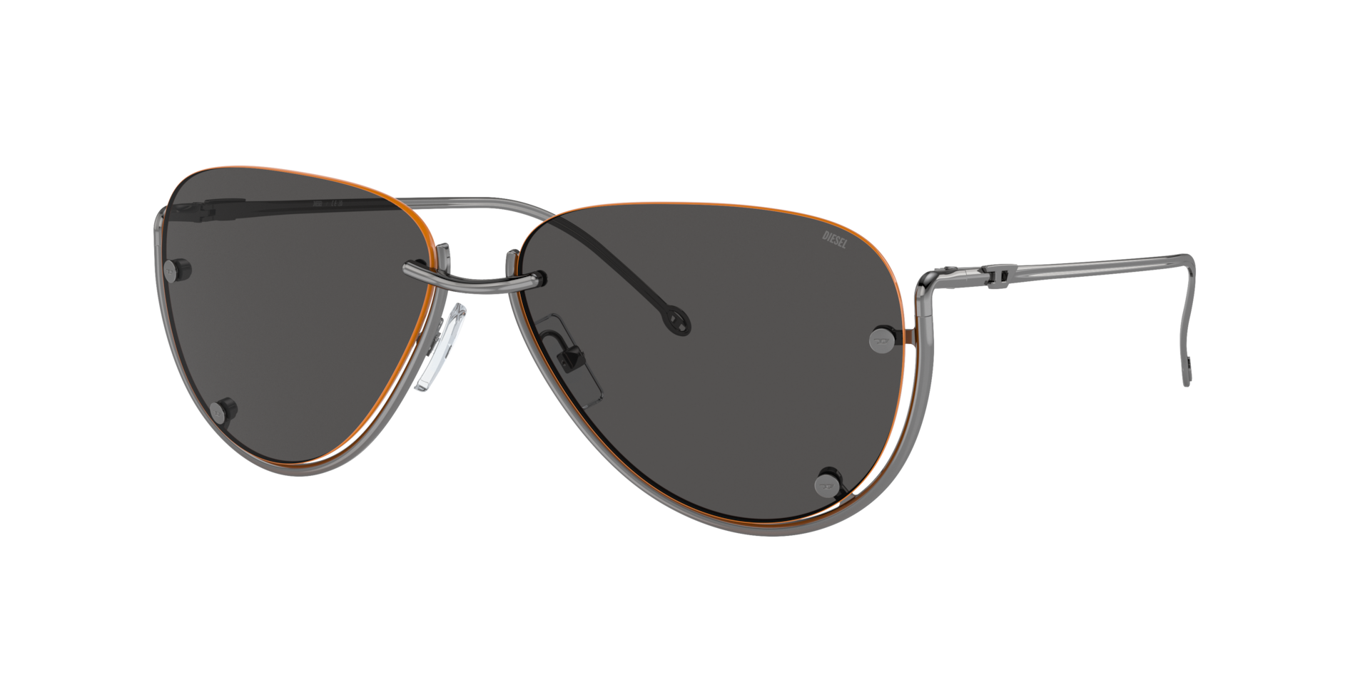Diesel Unisex Sunglass DL1003 -  Frame color: Shiny Gunmetal, Lens color: Dark Grey
