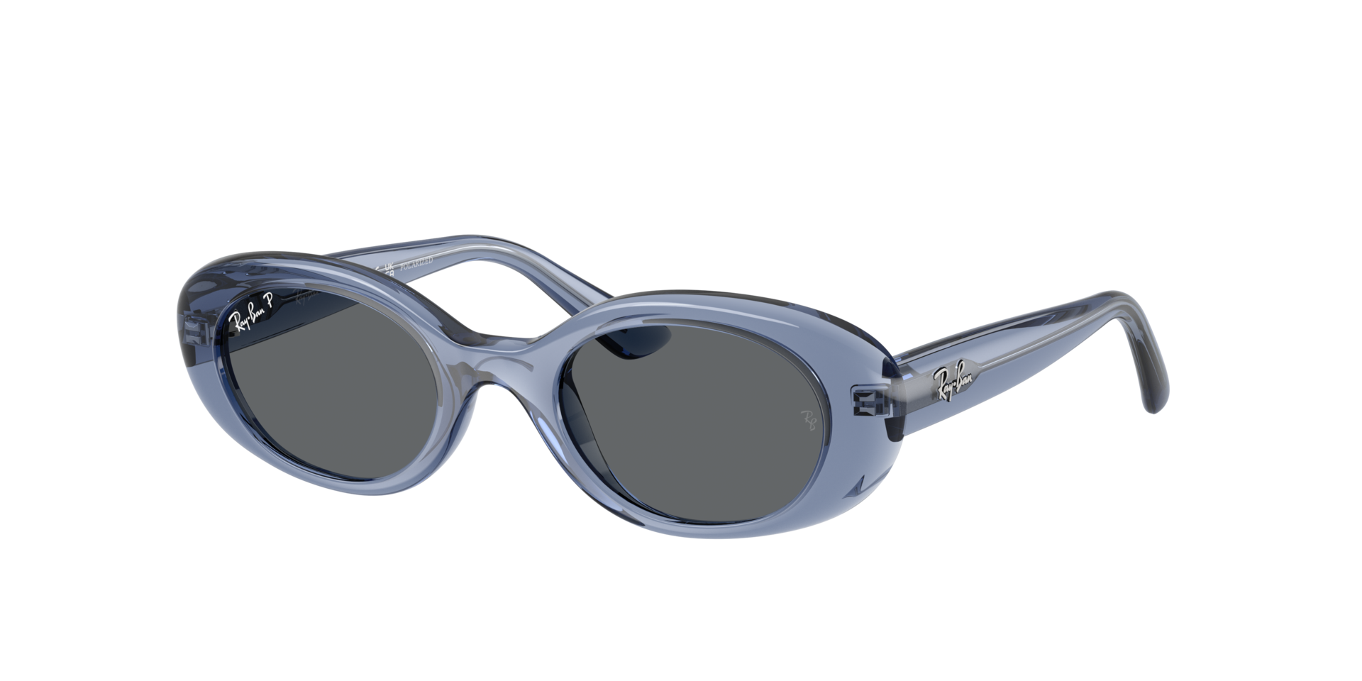 RAY-BAN Unisex Sunglasses RB9141SF RB9141S Kids  -  Frame color: Transparent Blue, Lens color: Dark Grey Polarized
