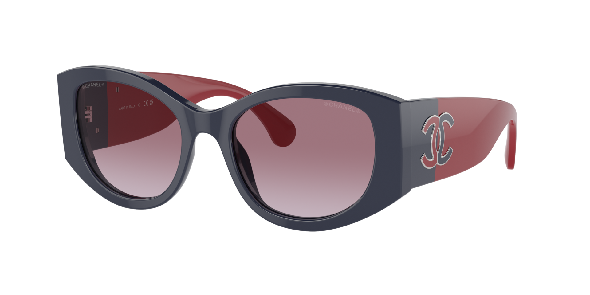Chanel Woman Sunglass Oval Sunglasses CH5524A -  Frame color: Blue, Lens color: Violet Gradient Blue