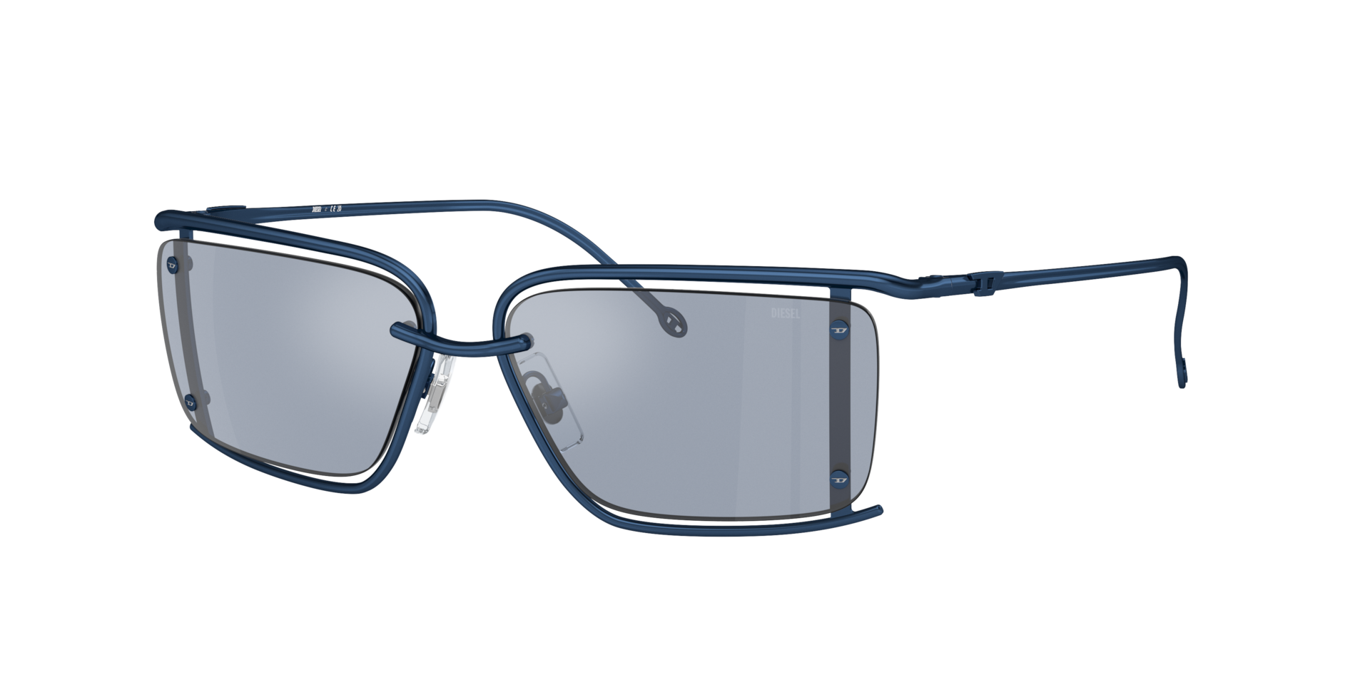 Diesel Unisex Sunglass DL1002 -  Frame color: Shiny Blue, Lens color: Light Blue Mirror Silver