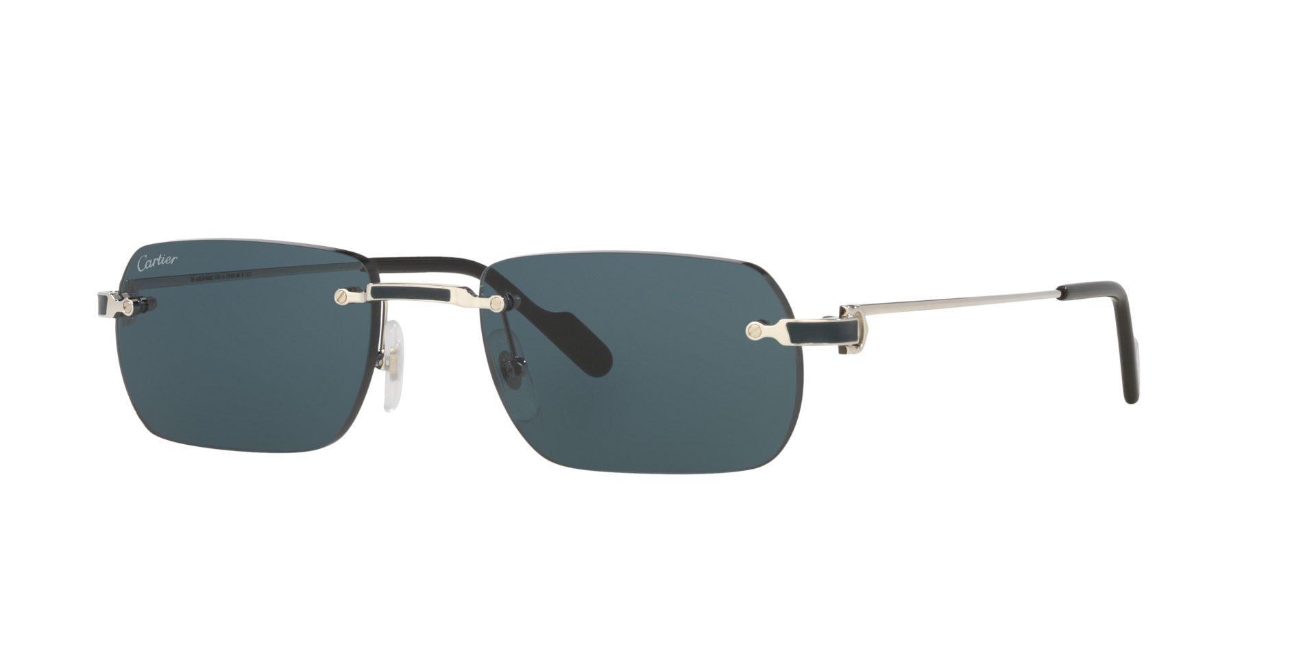 Cartier Homme Sunglass CT0498S - Couleur du Monture: Argent, Couleur de Lentille: Bleu