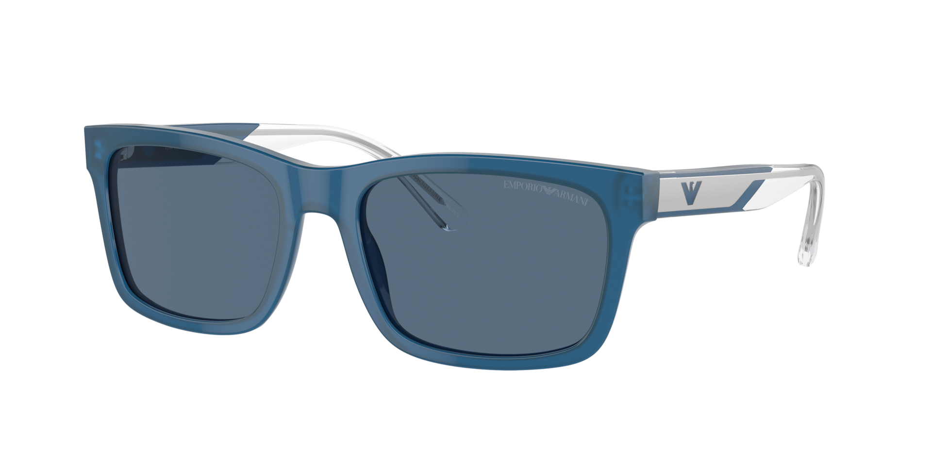 Emporio Armani Man Sunglass EA4224 -  Frame color: Shiny Opaline Blue, Lens color: Dark Blue