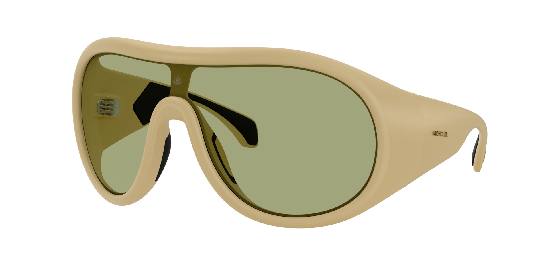 Moncler Unisex Sunglass Cloche -  Frame color: Matte Camel, Lens color: Green