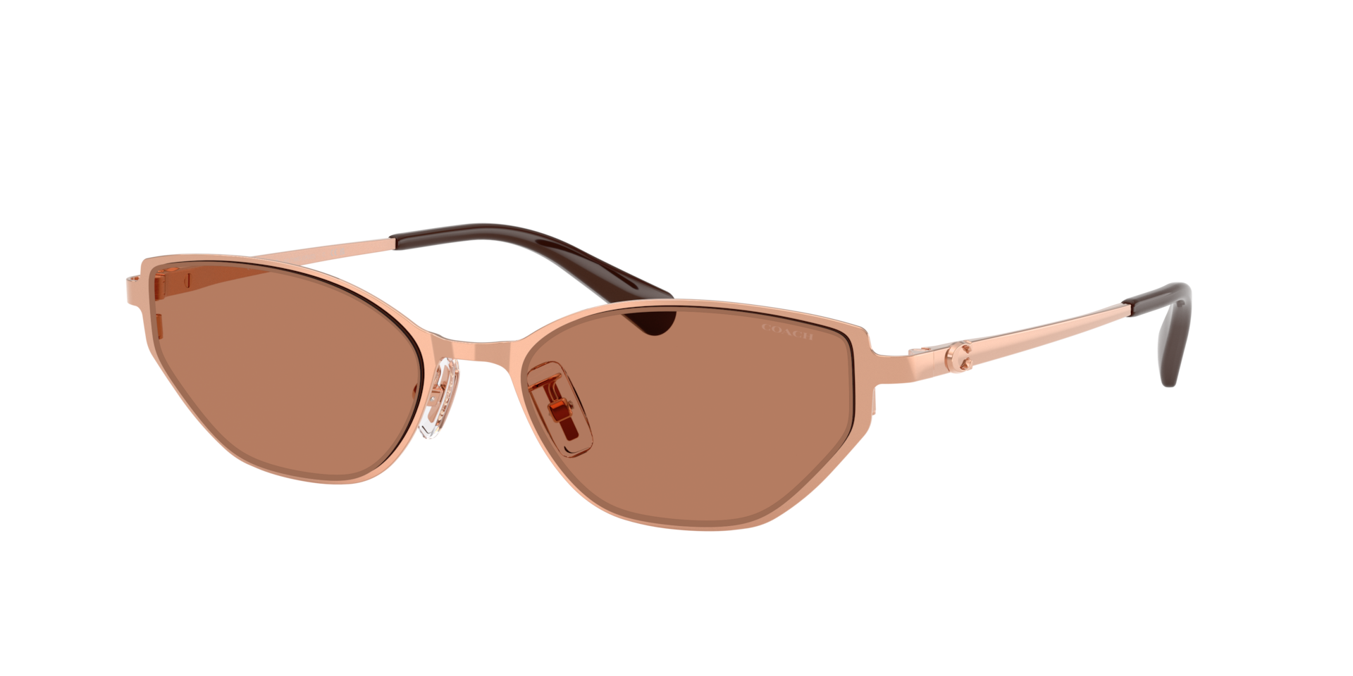 Coach Woman Sunglass CFU22 - Frame color: Shiny Rose Gold, Lens color: Light Brown Solid