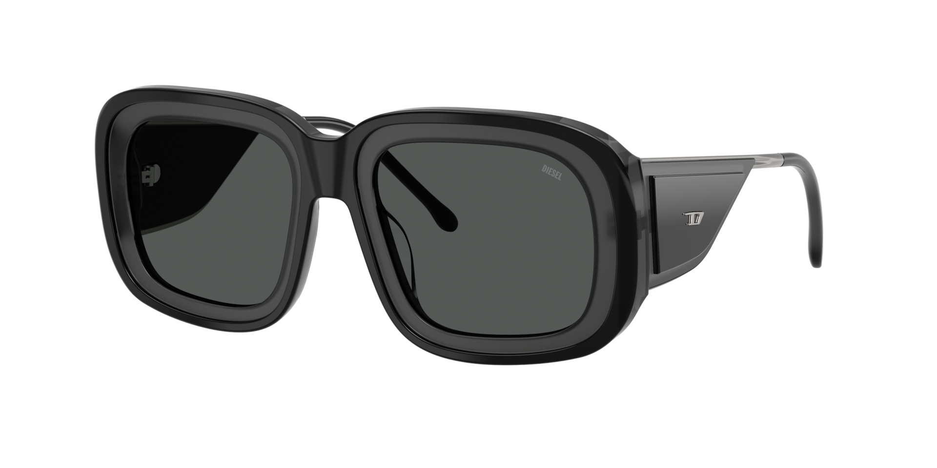 Diesel Unisex Sunglass DL2015U - Frame color: Black Tranparent Grey, Lens color: Dark Grey