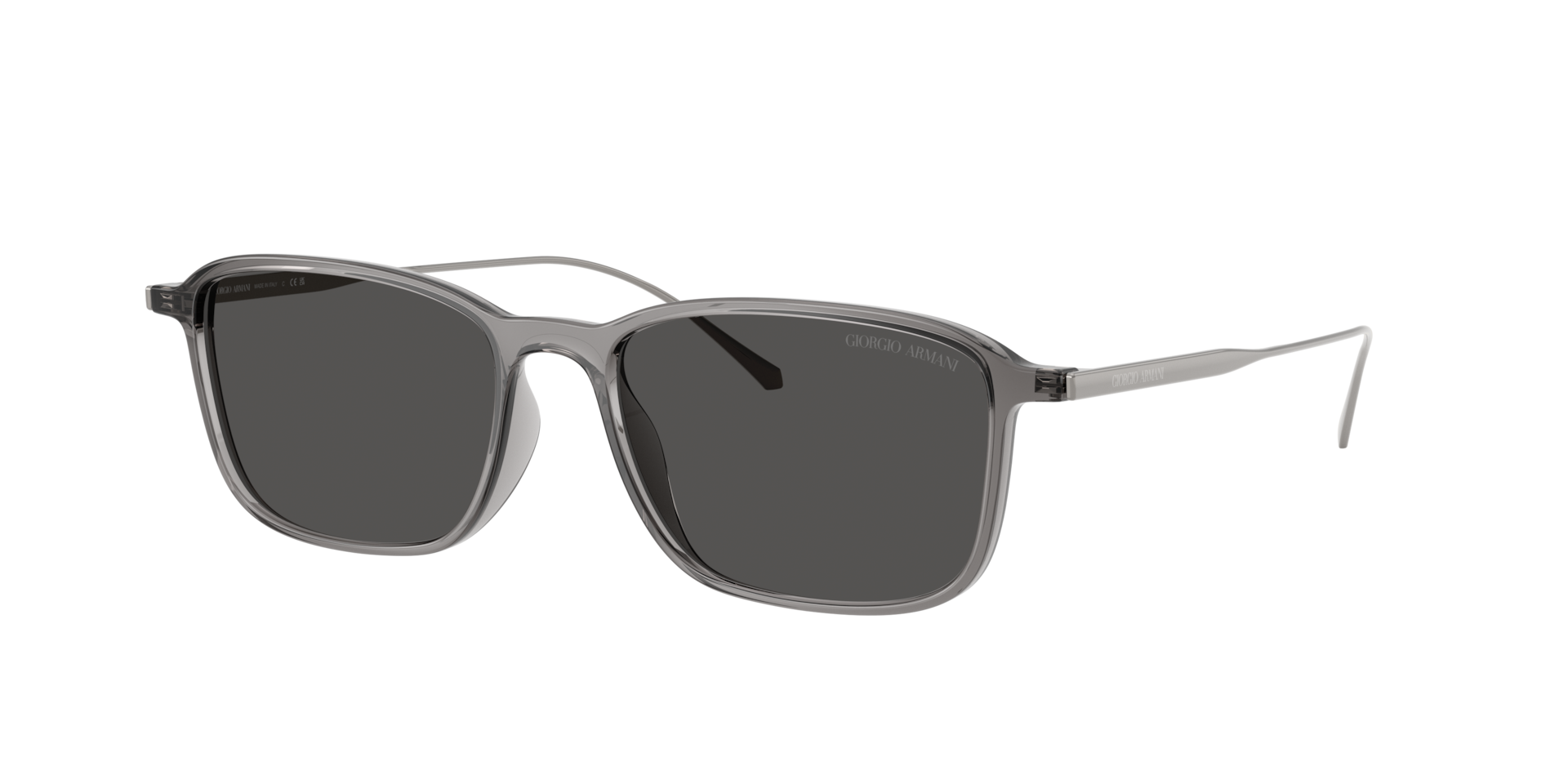 Giorgio Armani Mann Sunglass AR8264U - Rahmenfarbe: Grau transparent, Linsenfarbe: Dunkelgrau