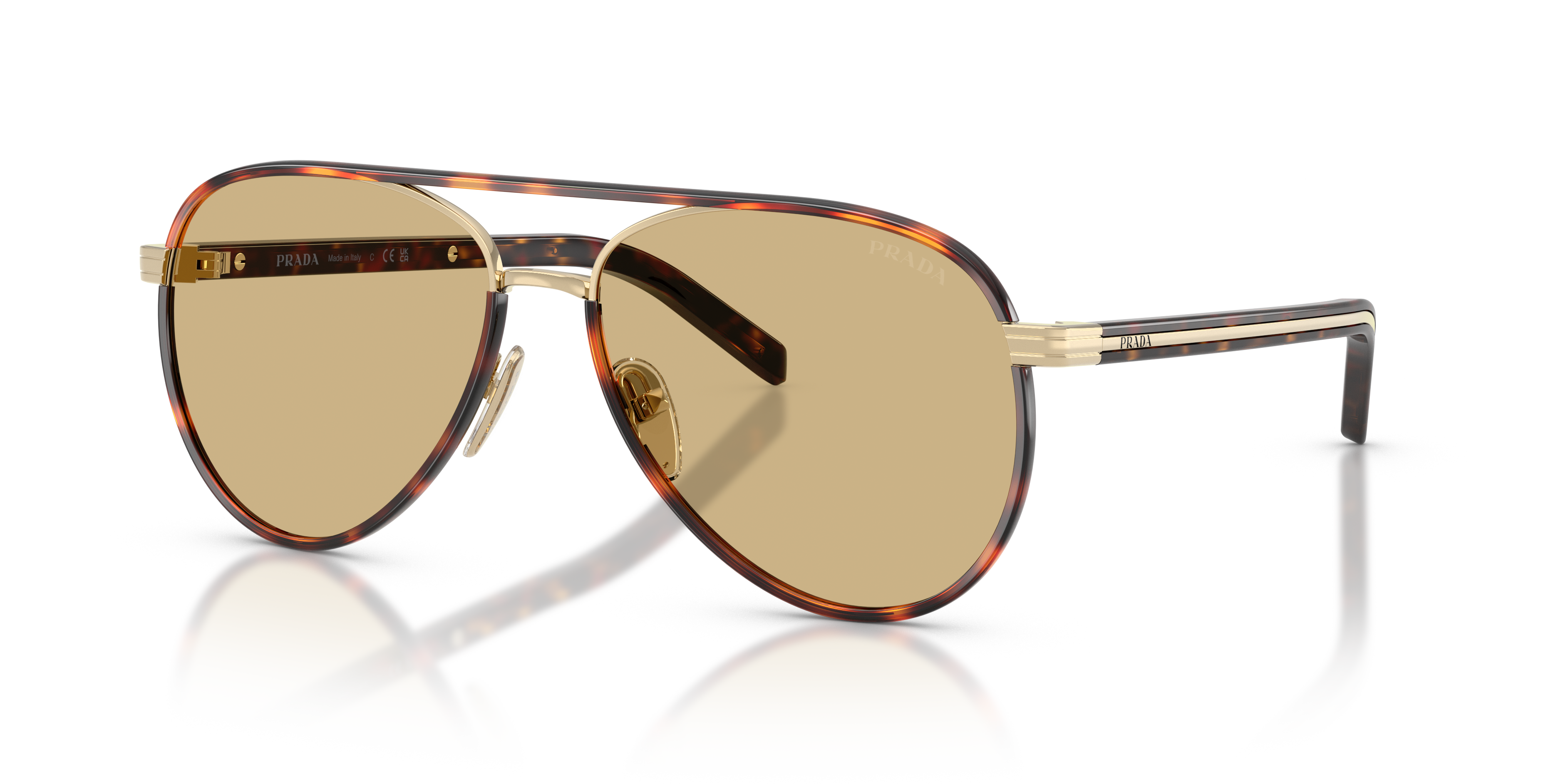 Prada PR B57S M (59 - 15) with Yellow lenses and Gold frame