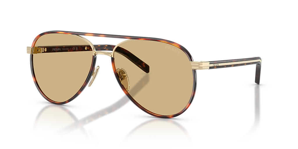 PRADA　伊達メガネ　VPR 57S-D ブラック×ゴールドカラー Prada PR B57S M (59 - 15) with Yellow lenses and Gold frame