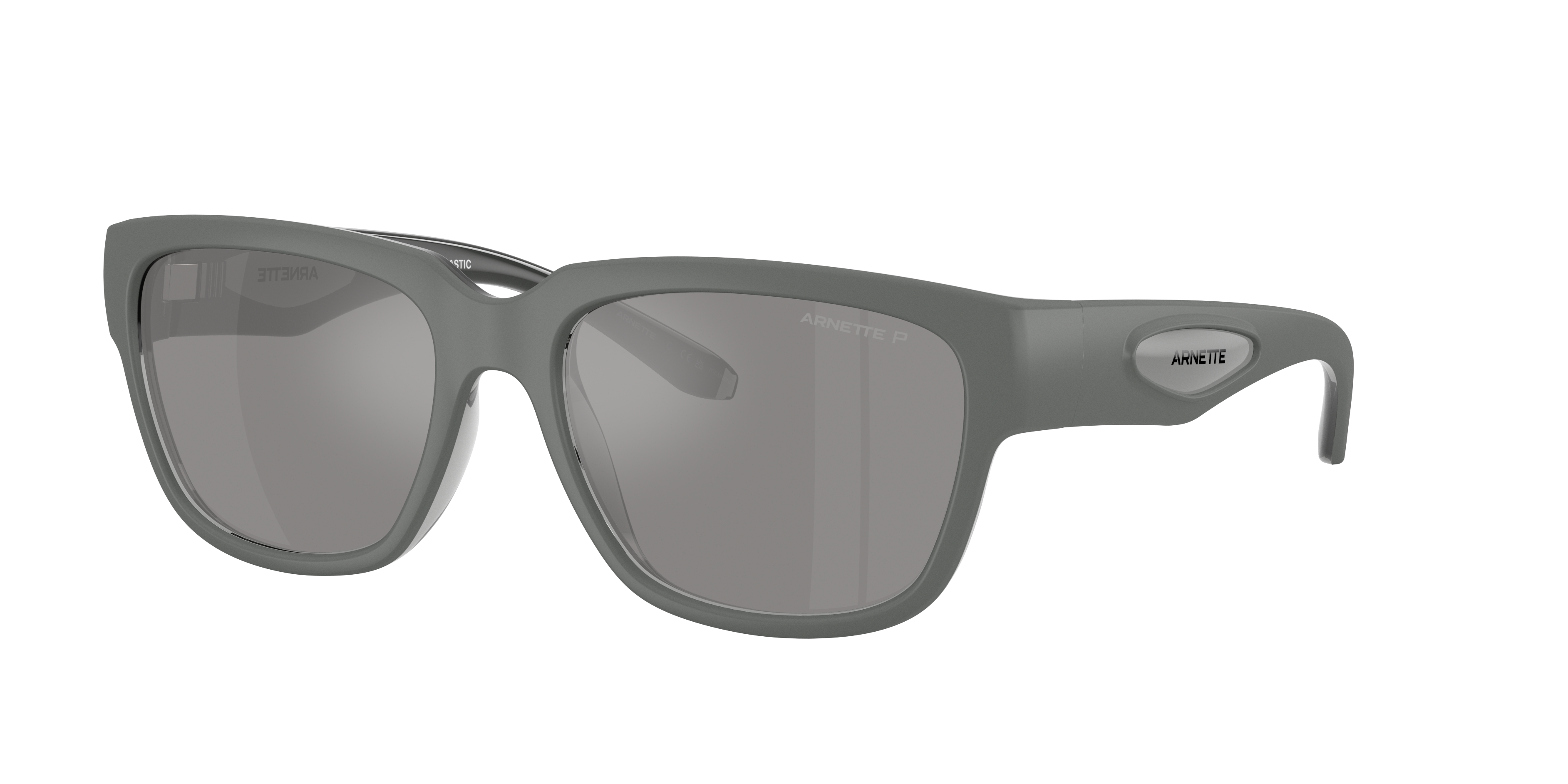Arnette Man Sunglass Bounce -  Frame color: Transparent Dark Grey, Lens color: Grey Mirror Silver 80 Polarized