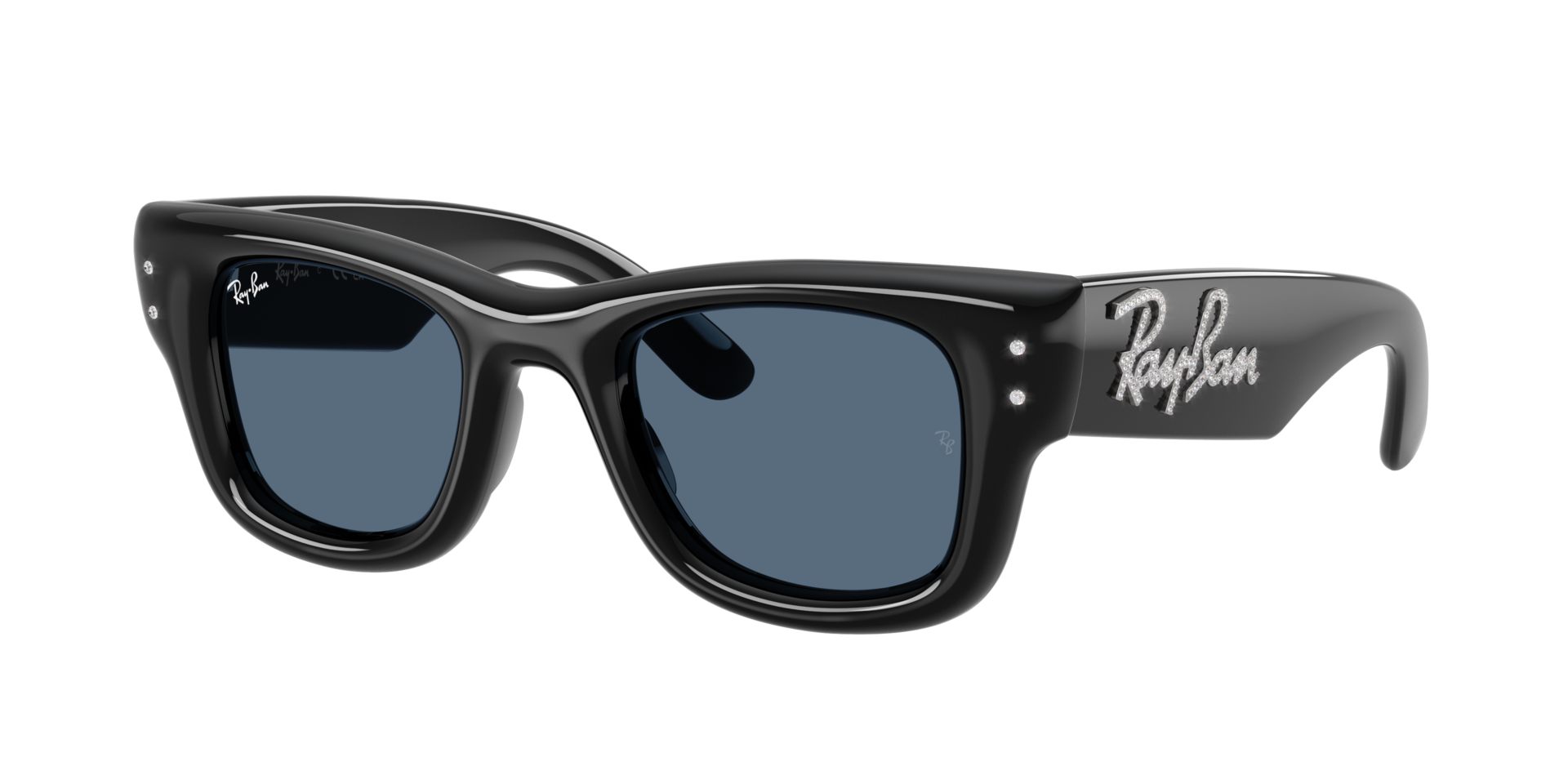 Ray-Ban Unisex Sunglass RB4940B Wayfarer Puffer Crystal Edition -  Frame color: Black, Lens color: Dark Blue
