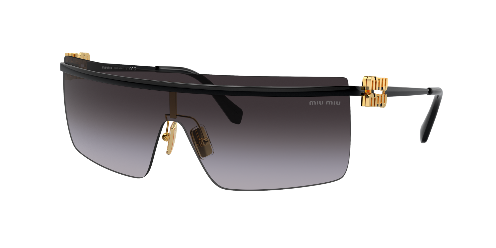 Miu Sunglasses SMU50Z 1AB-5D1 Polished Black Frames with Gray Gradient Lens - Image 4