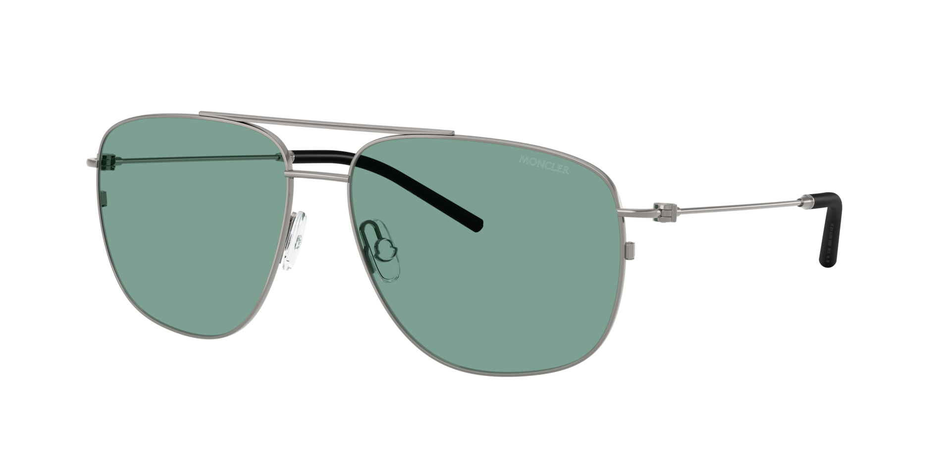 Moncler Unisex Sunglass Alumni -  Frame color: Shiny Gunmetal, Lens color: Petrol Green