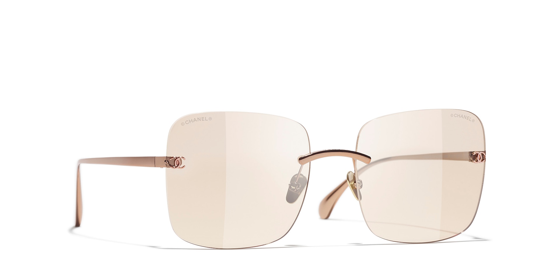 Chanel Woman Sunglass Square Blue Light Glasses CH4287ST -  Frame color: Beige Rose Gold, Lens color: Light Brown