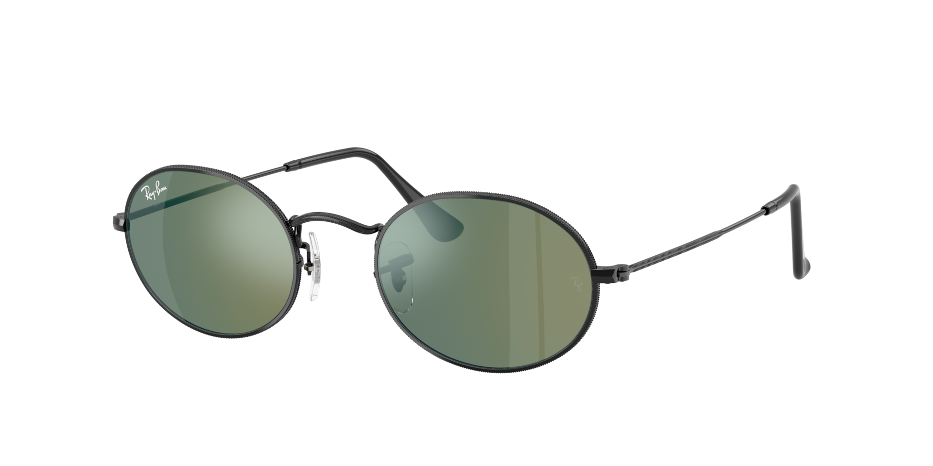 Ray-Ban Unisex Sunglass Oval Flat Lenses -  Frame color: Black, Lens color: Blue