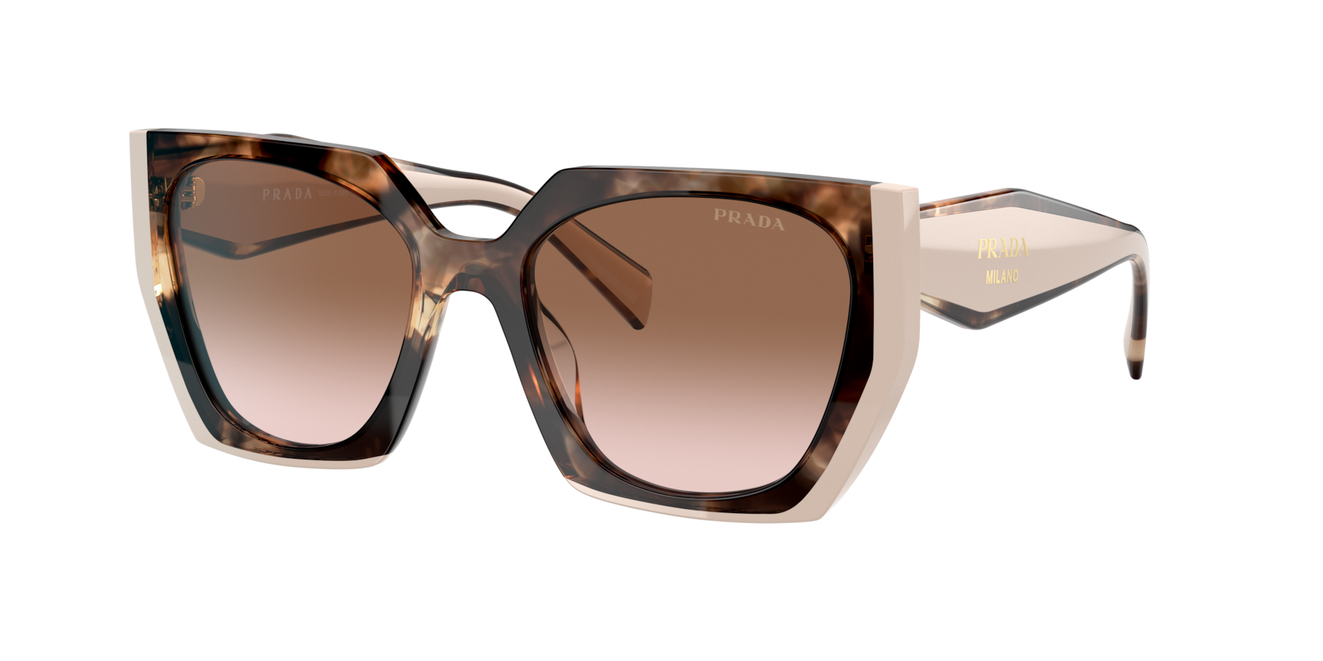 Prada Woman Sunglass PR 15WS -  Frame color: Tortoise Caramel/Powder, Lens color: Brown Gradient