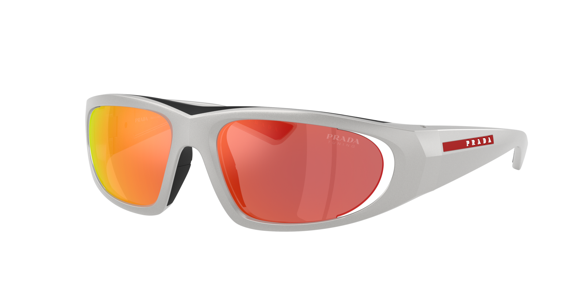 Prada Linea Rossa Mann Sunglass PS B03S - Rahmenfarbe: Metal Grey, Linsenfarbe: Dark Grey Mirror Orange Tuning