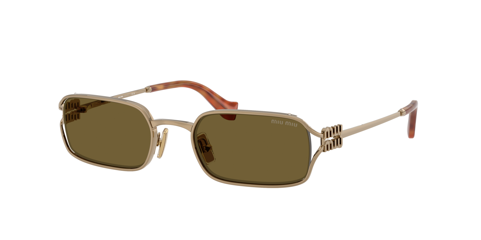 Miu Miu Woman Sunglass MU C50S - Frame color: Old Gold, Lens color: Dark Brown