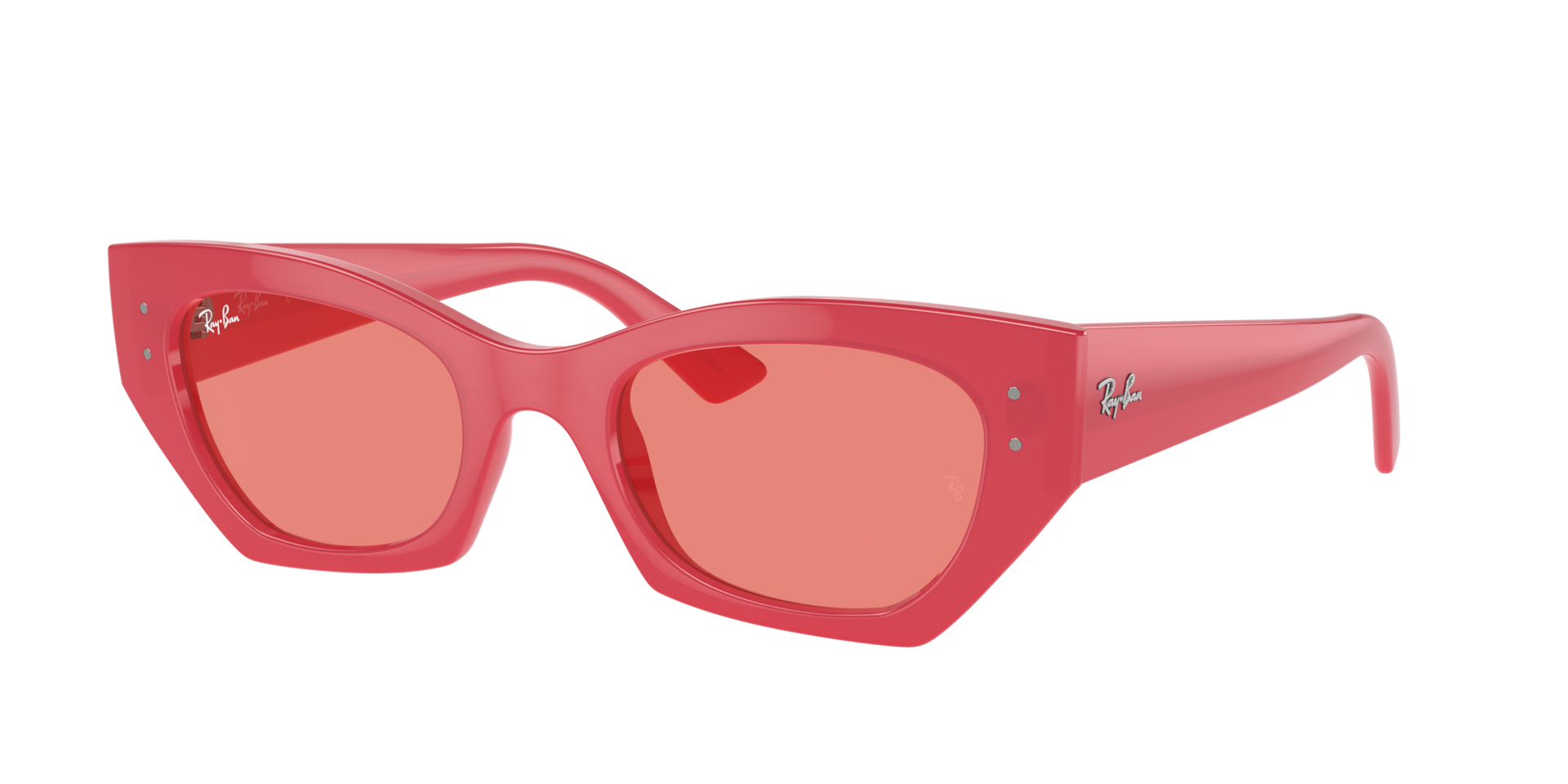 Ray-Ban Sunglasses Zena Bio-Based - Red Cherry Frame Pink Lenses 49-22, RB4430 - Image 3