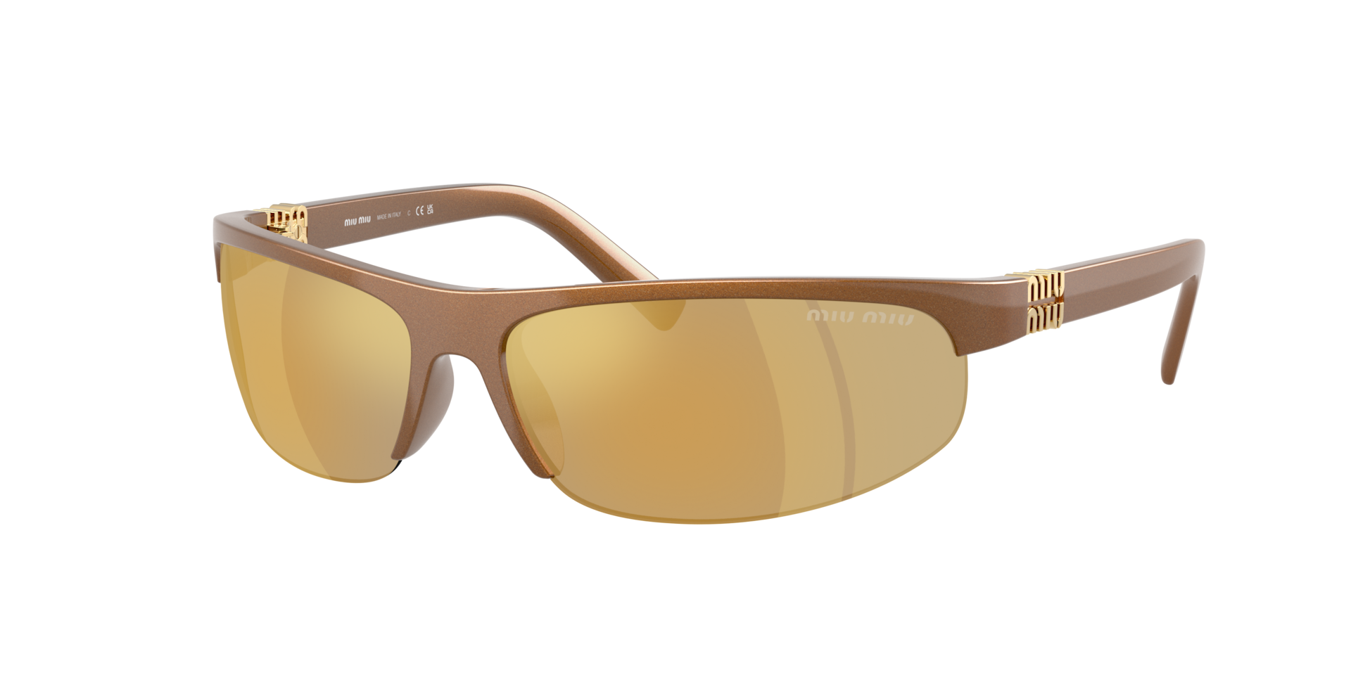 Miu Miu Femme Sunglass MU A02S - Couleur du Monture Mtal rouill Couleur de Lentille Marron effet miroir Or 301 €