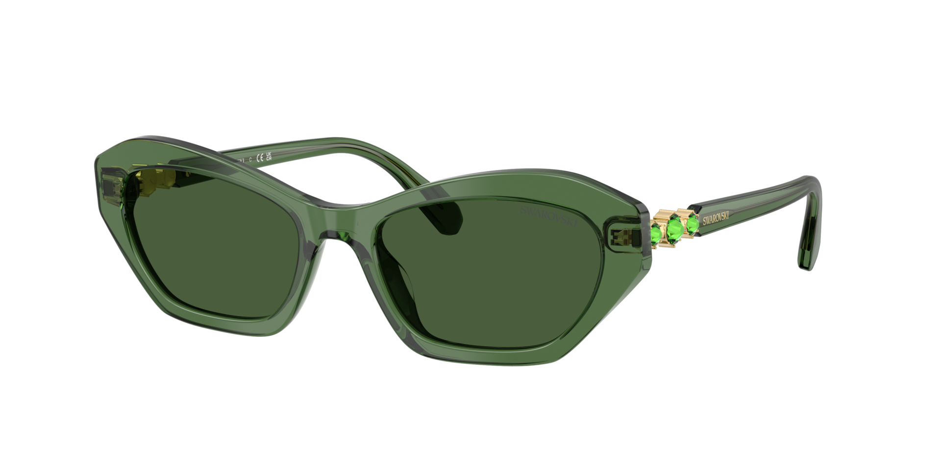 Swarovski Woman Sunglass SK6048 -  Frame color: Transparent Green, Lens color: Dark Green