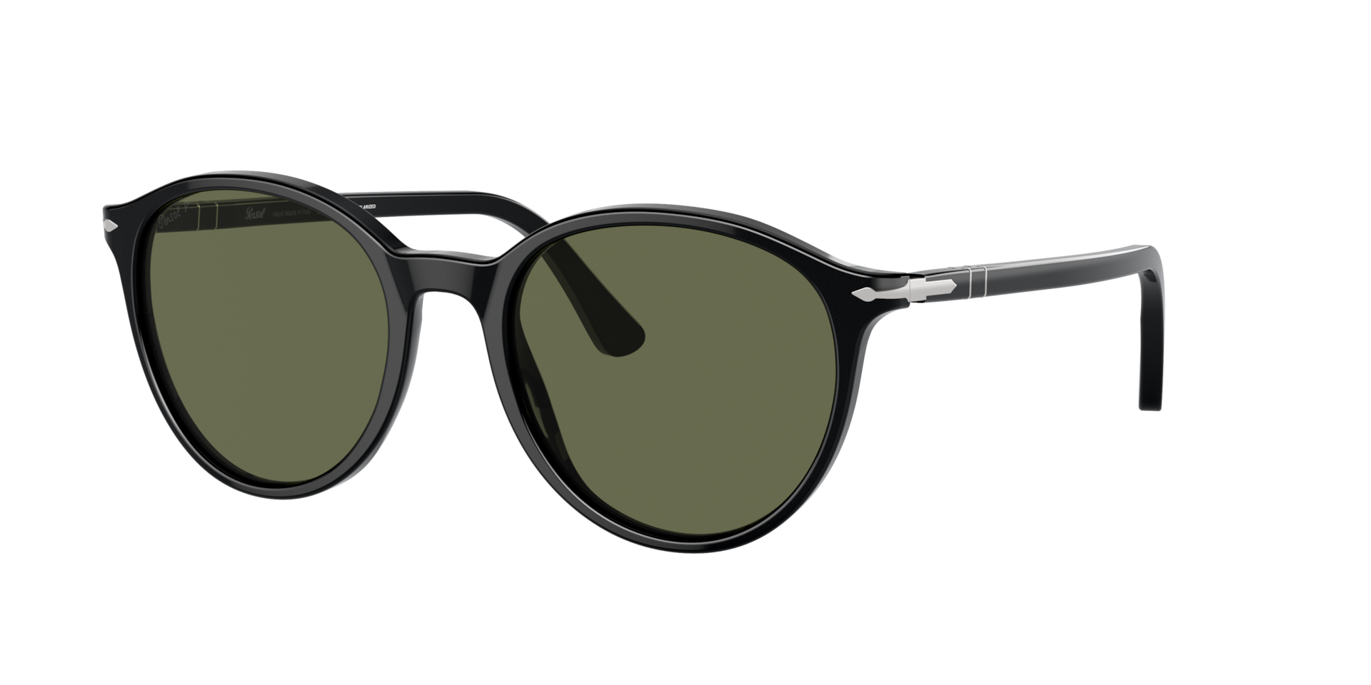 Persol Unisex Sunglass PO3350S -  Frame color: Black, Lens color: Polarized Green