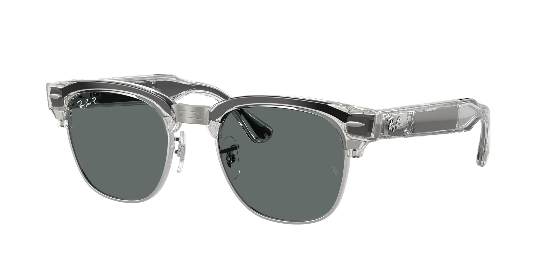 Ray-Ban Unisex Ray-Ban Meta Audio Clubmaster - Rahmenfarbe: Eisengrau transparent, Linsenfarbe: Dunkelgrau Polarized