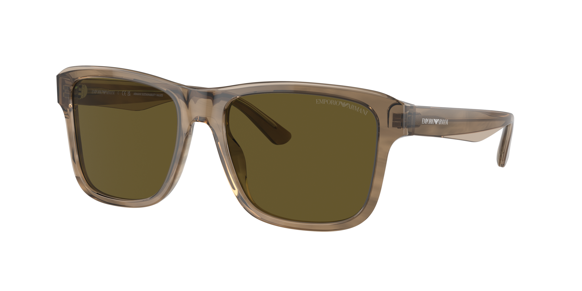 Emporio Armani Man Sunglass EA4208 -  Frame color: Shiny Green/Top Brown, Lens color: Dark Brown
