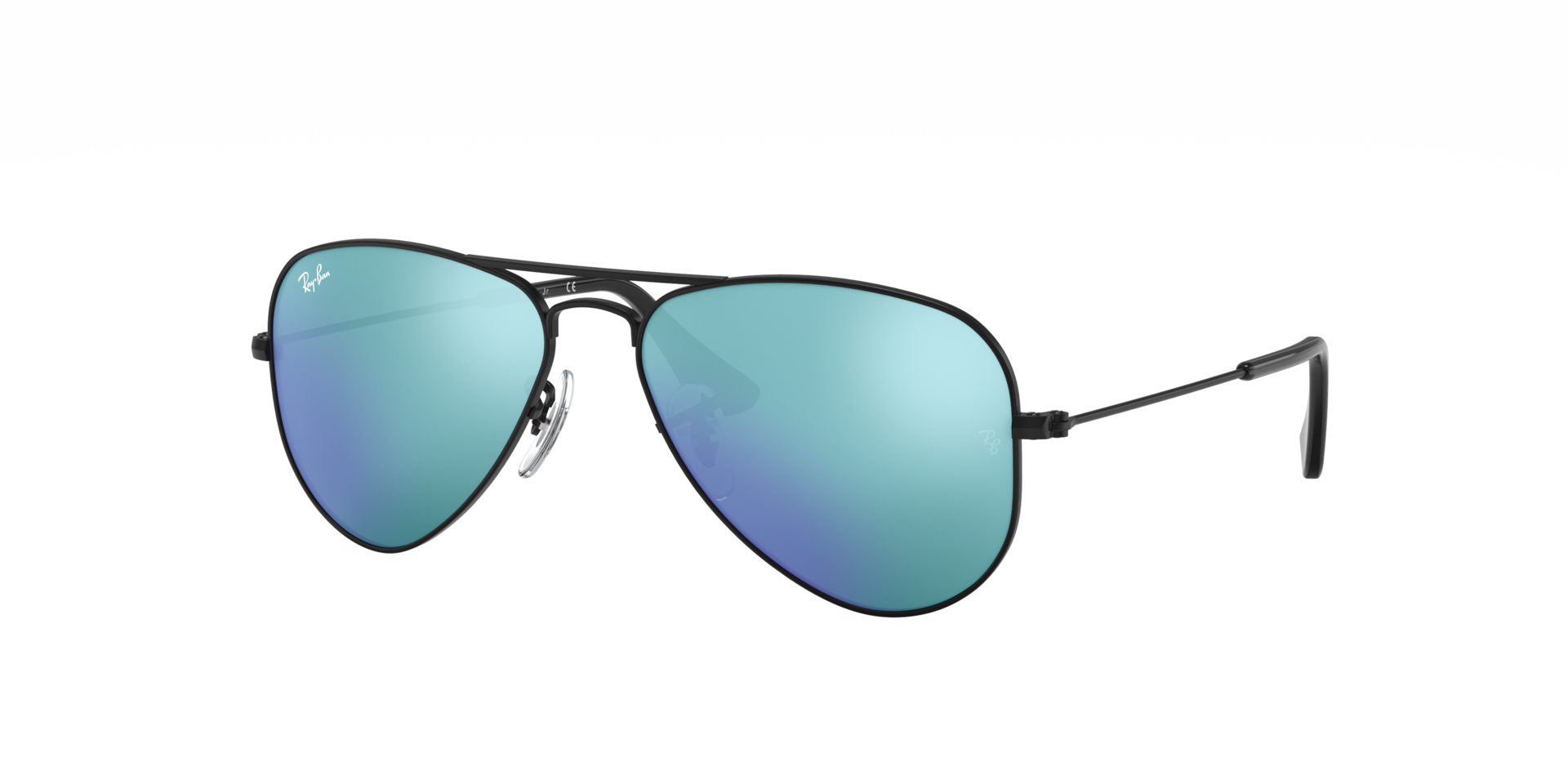 Ray-Ban Unisex Sunglass Aviator Kids - Framekleur: Zwart, Lenskleur: Effen kleur