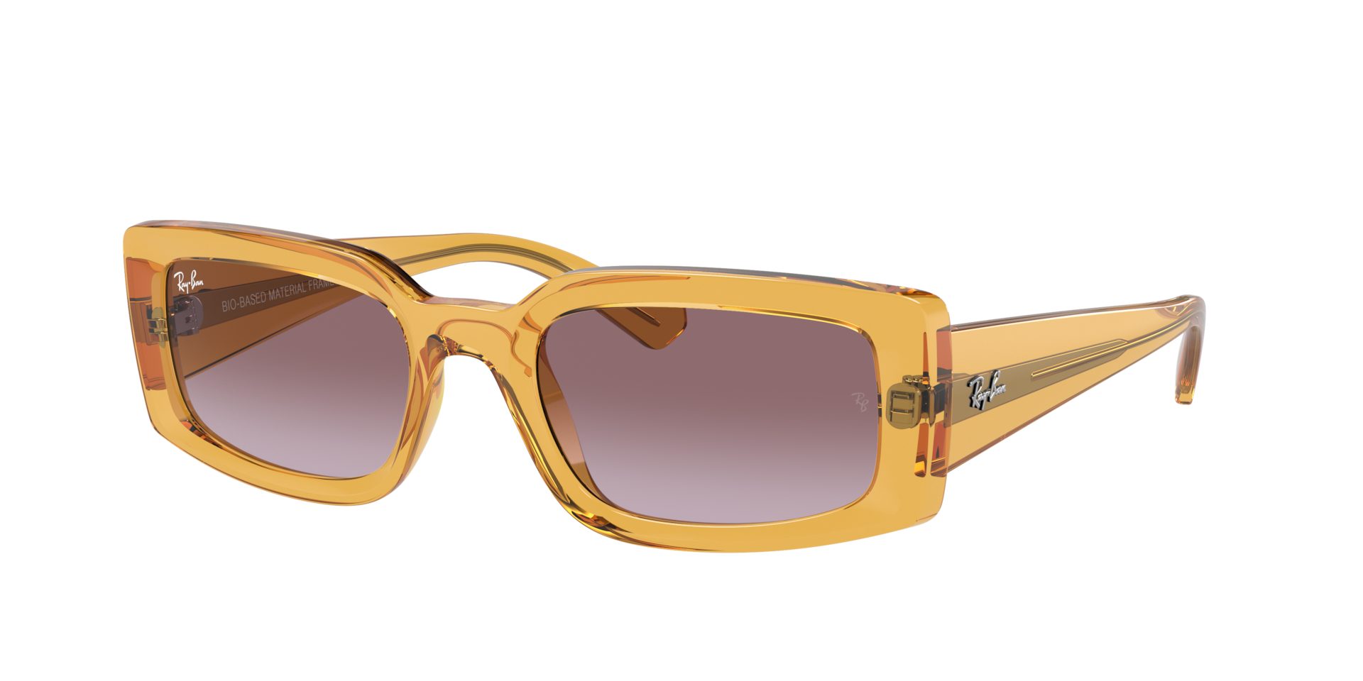 Ray-Ban Unisex Sunglass Kiliane Bio-Based -  Frame color: Transparent Yellow, Lens color: Dark Violet