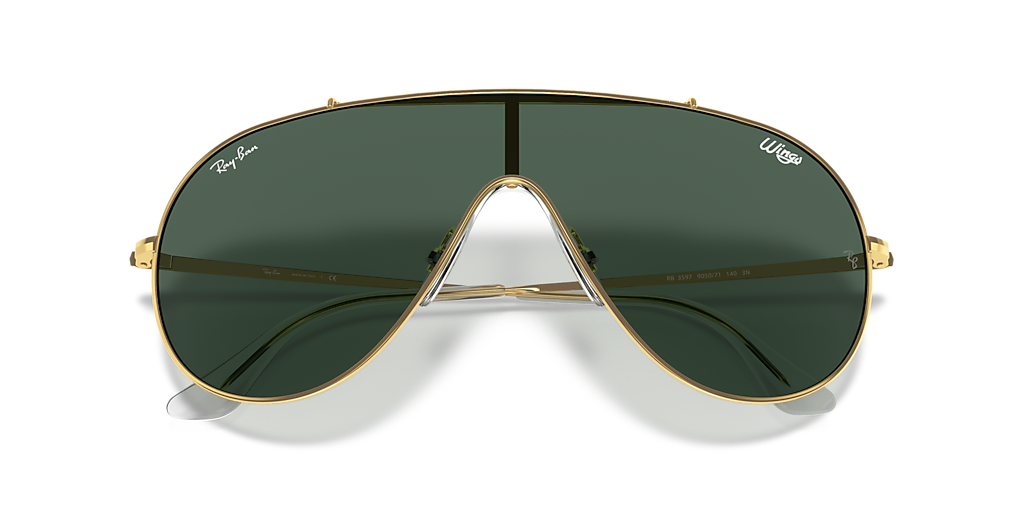 Ray-Banサングラス Ray-Ban Wings XL (0 - 133) with Green lenses and Gold frame