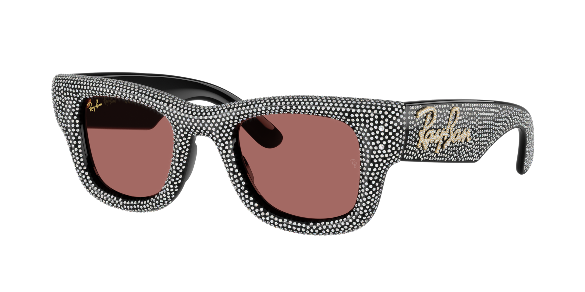 Ray-Ban Unisex Sunglass RB4940BP Wayfarer Puffer Crystal Pavè Edition -  Frame color: Black, Lens color: Dark Violet