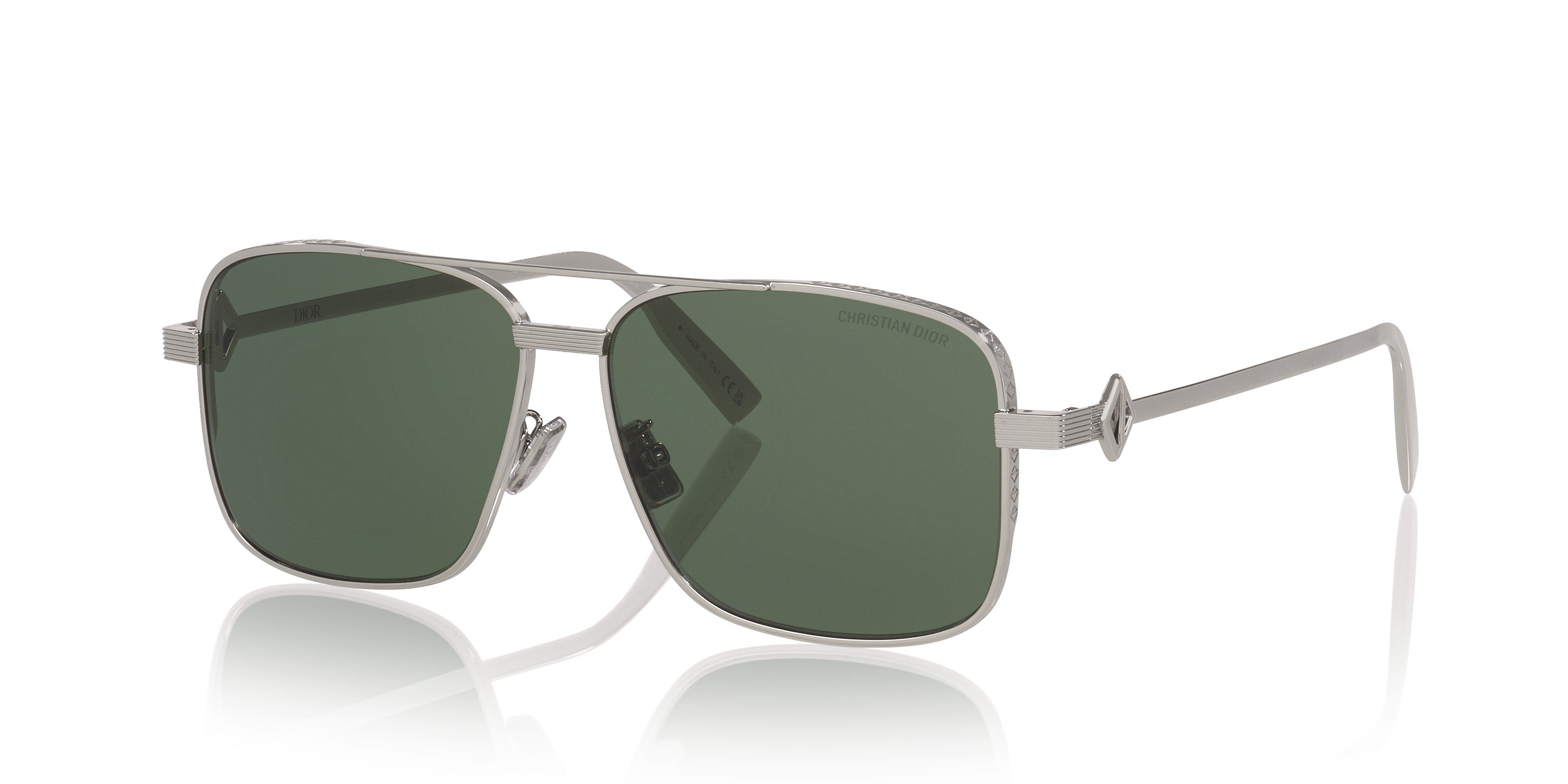 DIOR CD Diamond S9U M (58 - 13) with Green lenses and Silver frame