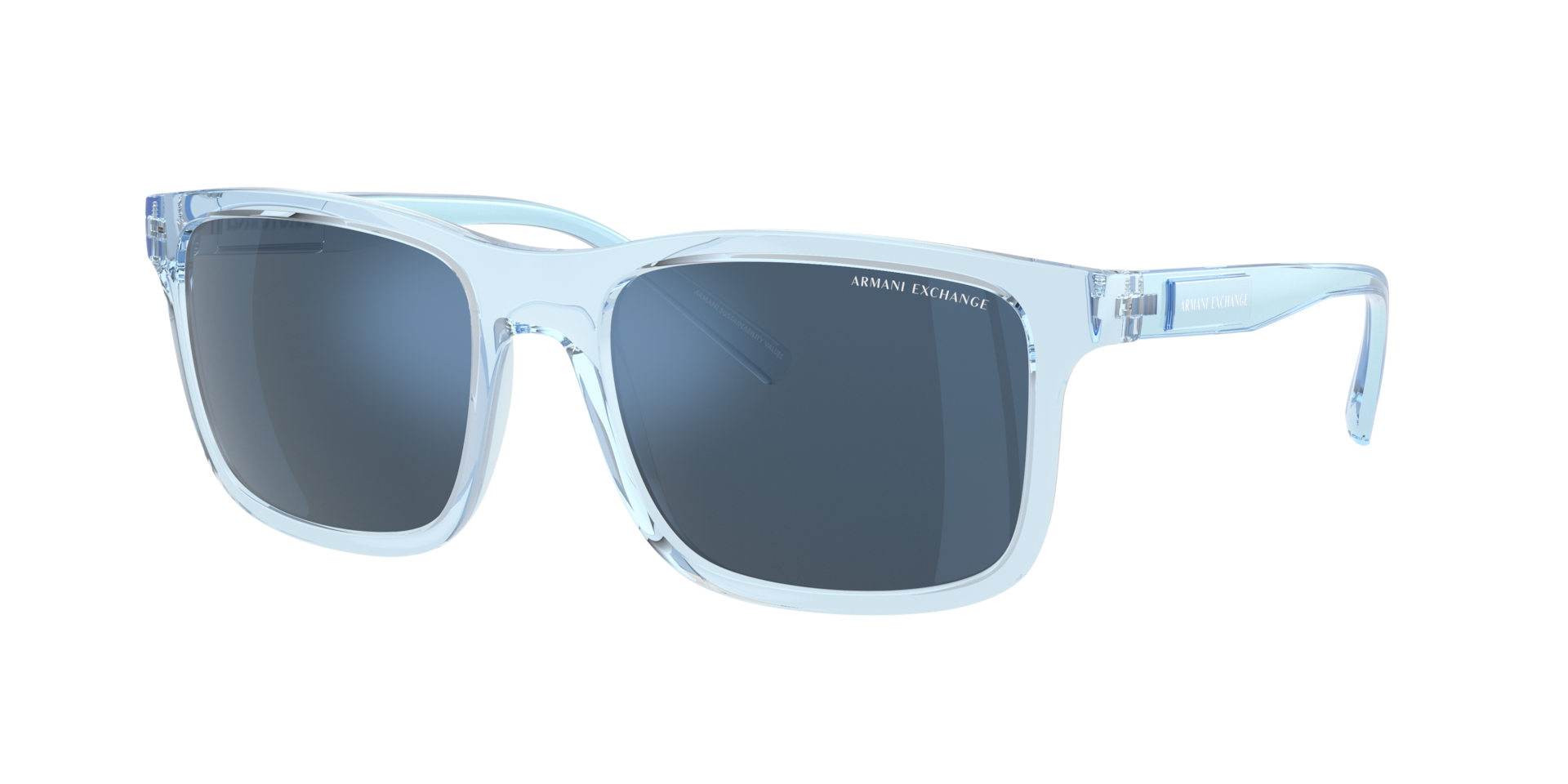 Armani Exchange Homme Sunglass AX4145S - Couleur du Monture Bleu transparent brillant Couleur de Lentille Bleu fonc Effet miroir bleu 42 €
