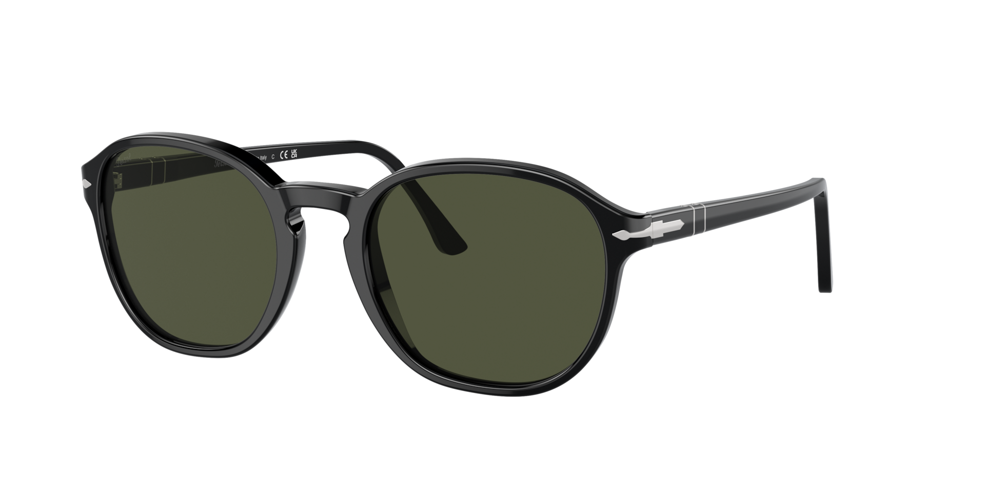 Persol Unisex Sunglass PO3343S -  Frame color: Black, Lens color: Green