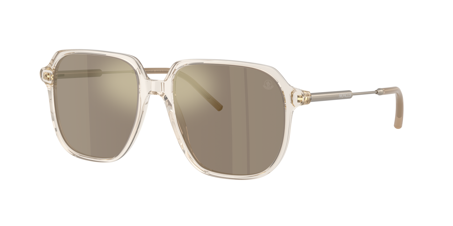 Moncler Unisex Sunglass ME6010 CYLIN -  Frame color: Transparent Shiny Butter, Lens color: Mirror Brown Gold
