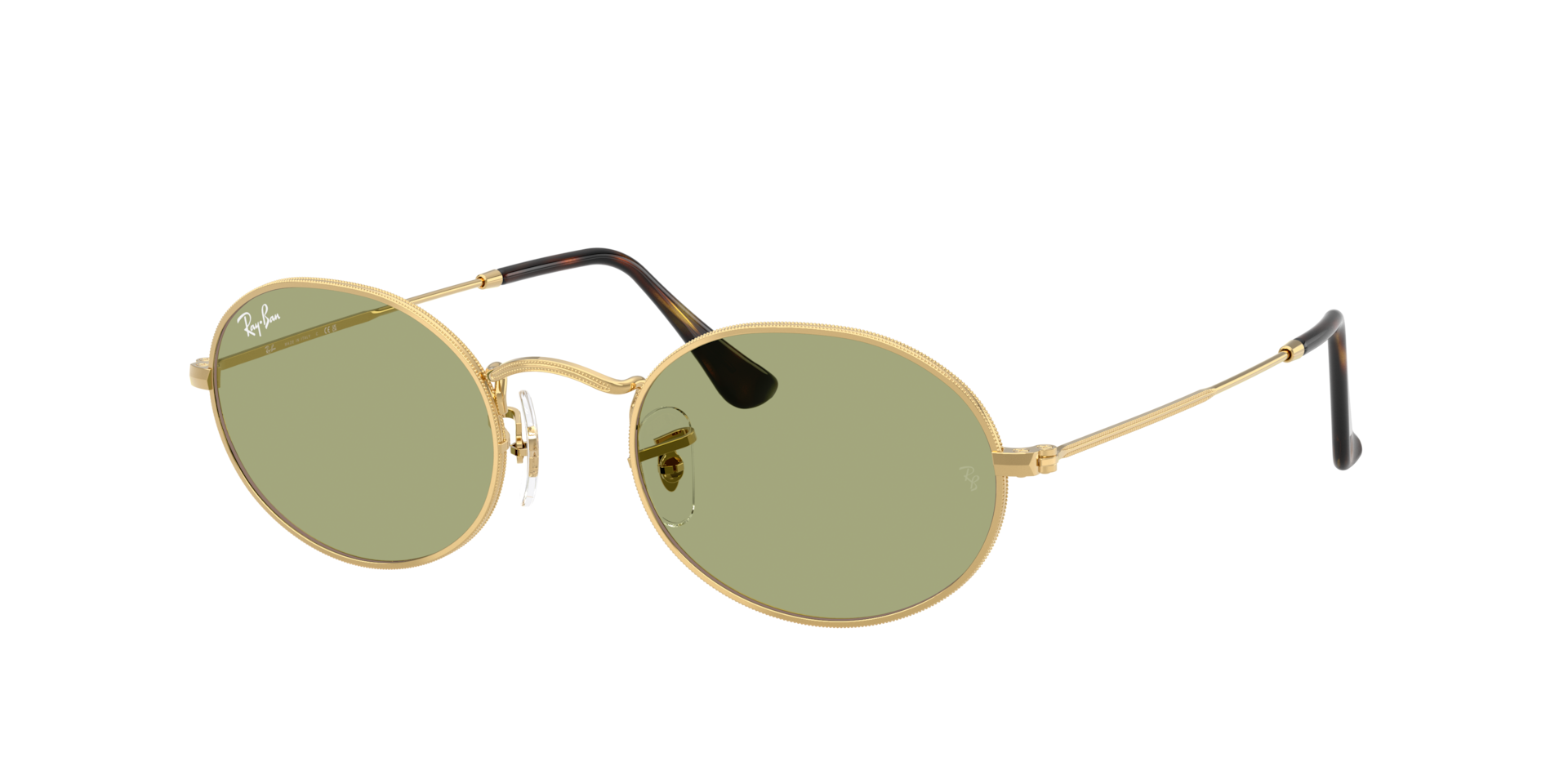 Ray-Ban Unisex Sunglass Oval Metal Summer Capsule -  Frame color: Arista Gold, Lens color: Bottle Green